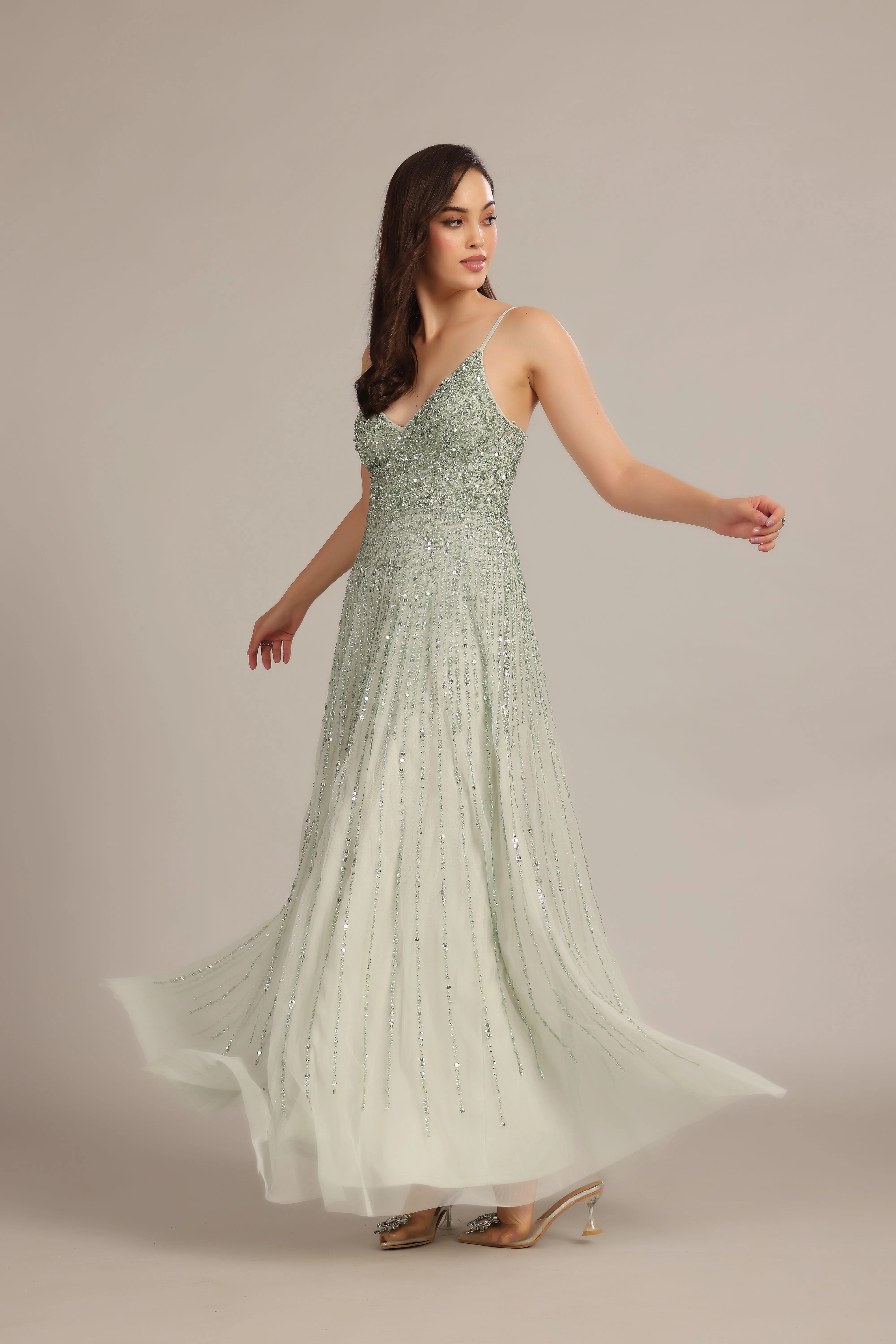 Legacy Embellished Maxi Dress in Sage Green sold by Lace & Beads product image thumbnail 5