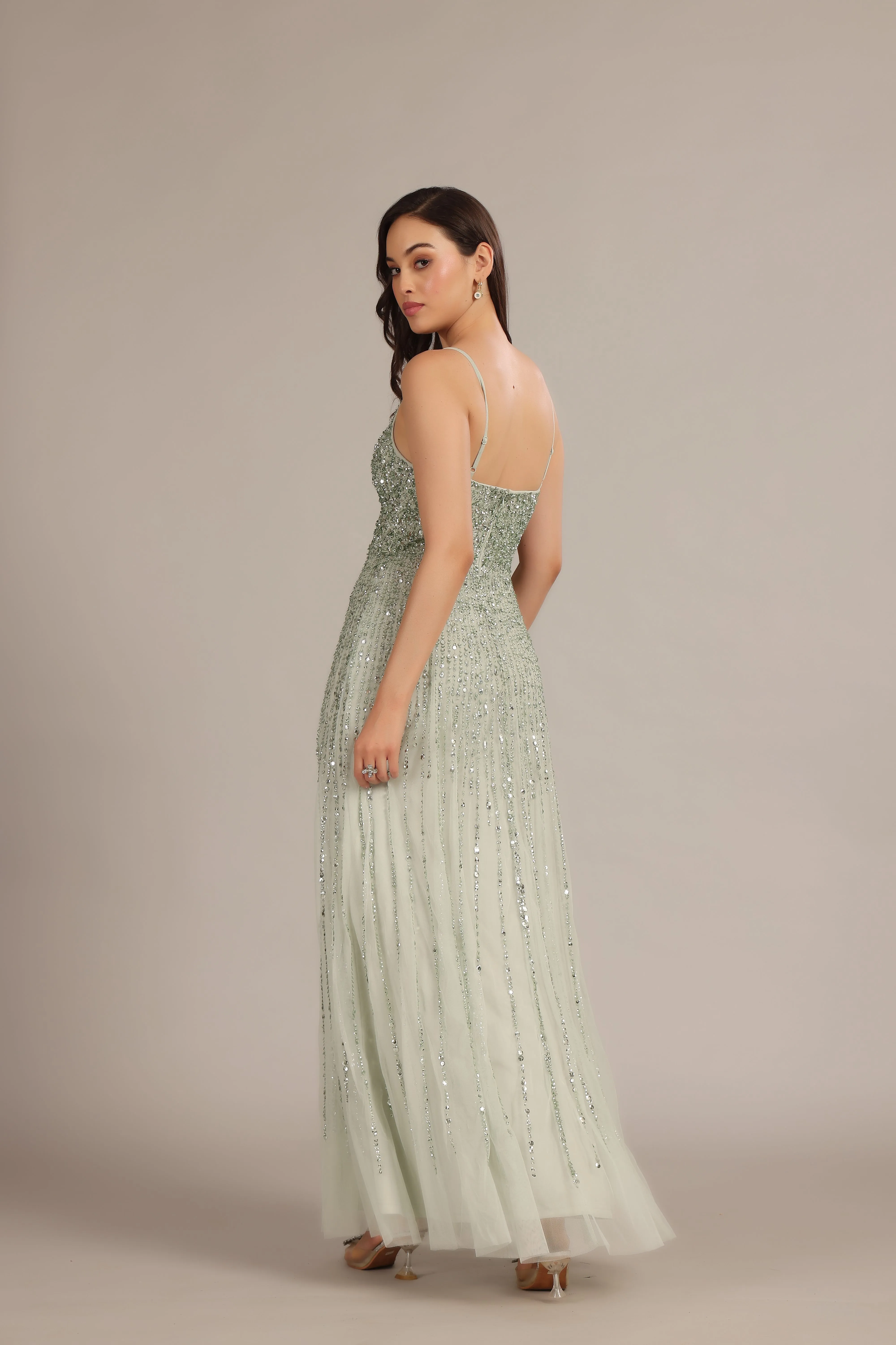 Legacy Embellished Maxi Dress in Sage Green sold by Lace & Beads product image thumbnail 2