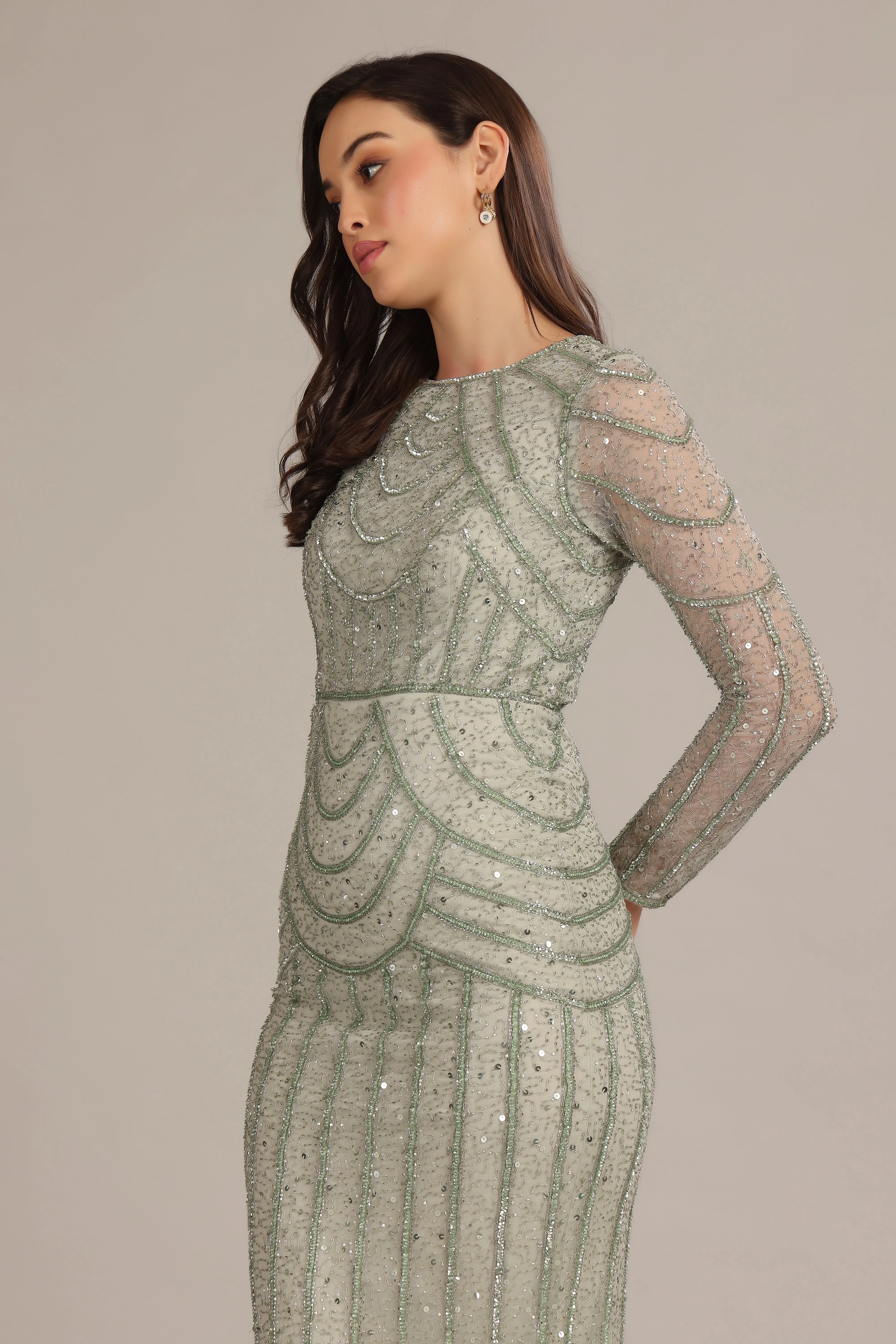 Ellis Maxi Dress in Sage Green sold by Lace & Beads product image thumbnail 4