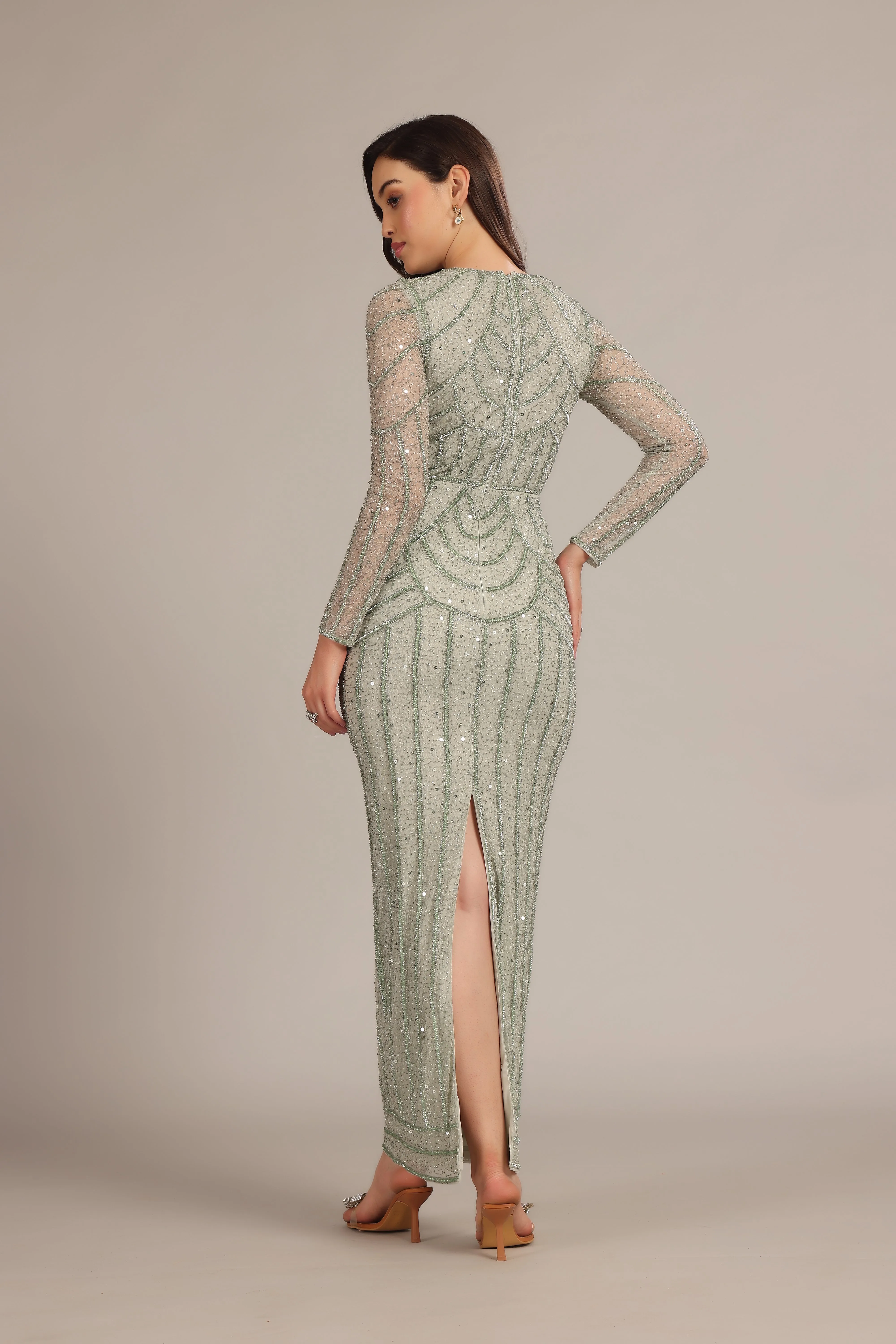 Ellis Maxi Dress in Sage Green sold by Lace & Beads product image thumbnail 3