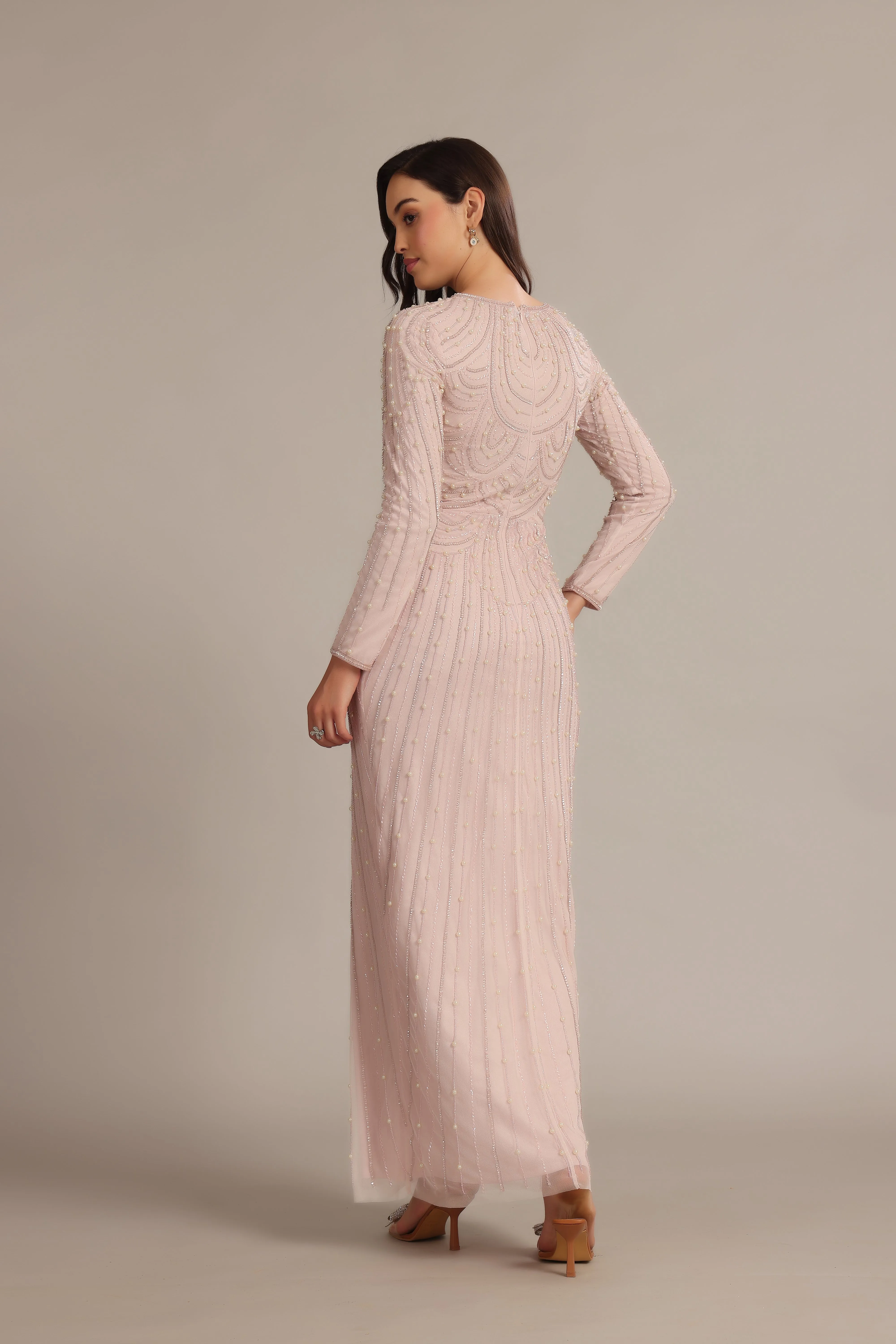 Mabel Embellished Maxi Dress in Powder Pink sold by Lace & Beads product image thumbnail 5