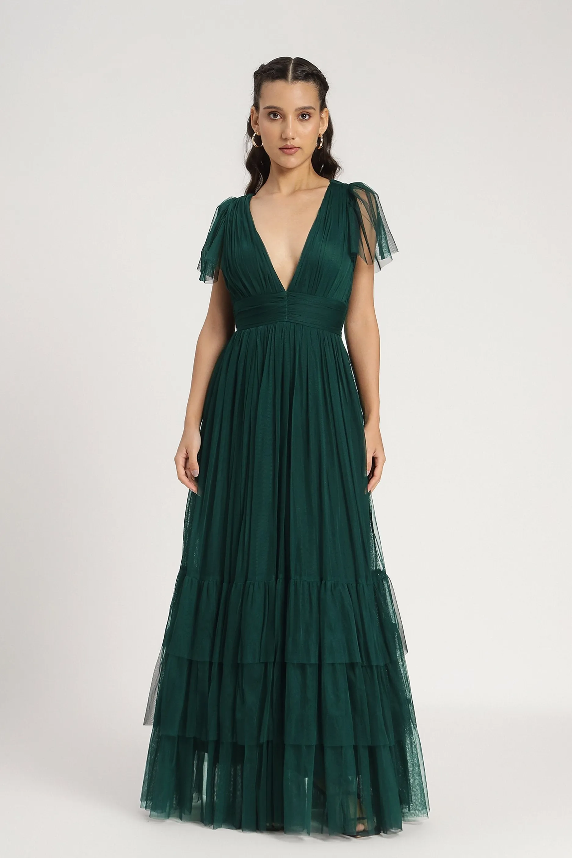 Madison Tulle Maxi Dress in Forest Green sold by Lace & Beads product image thumbnail 2