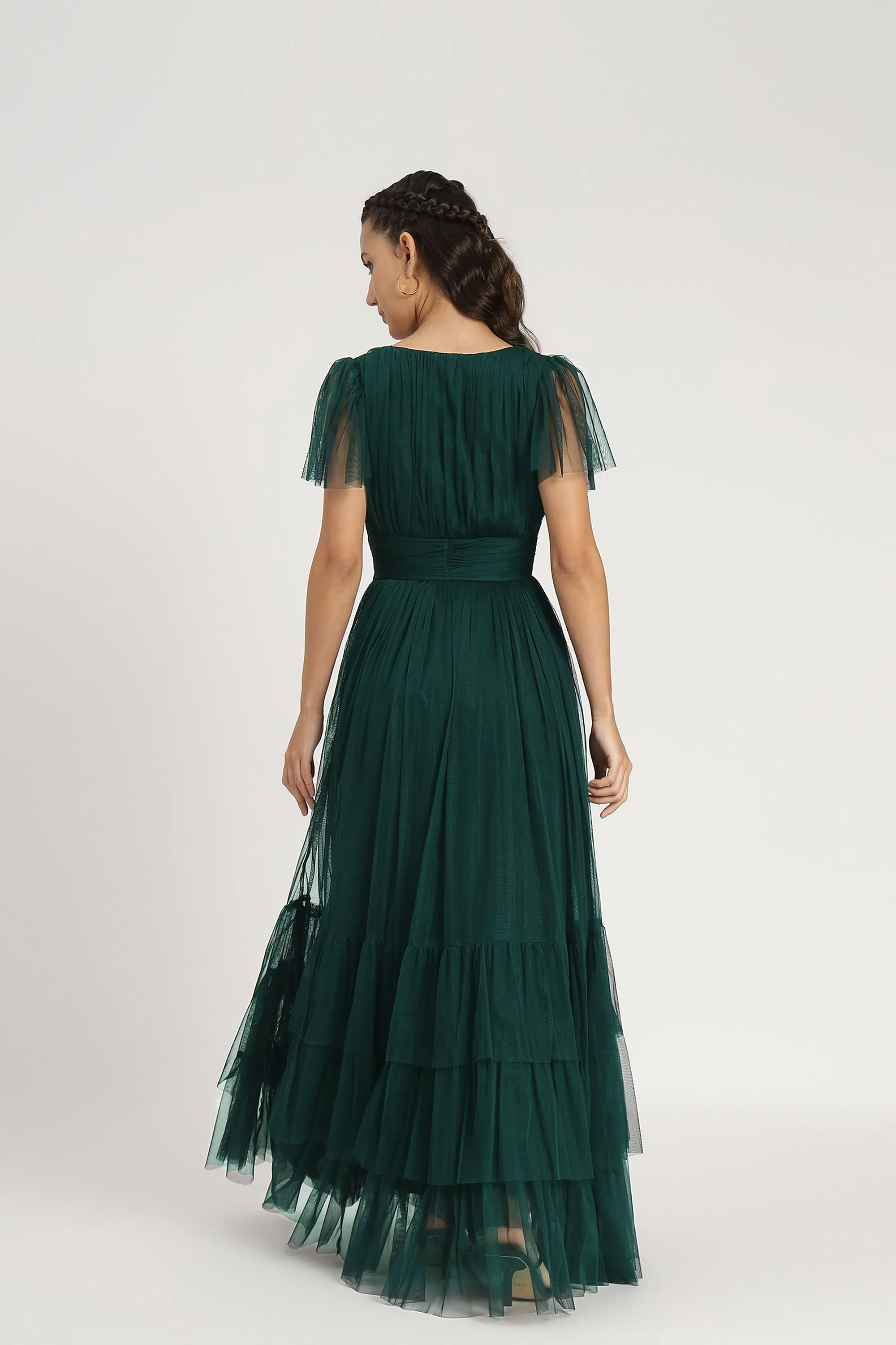 Madison Tulle Maxi Dress in Forest Green sold by Lace & Beads product image thumbnail 5