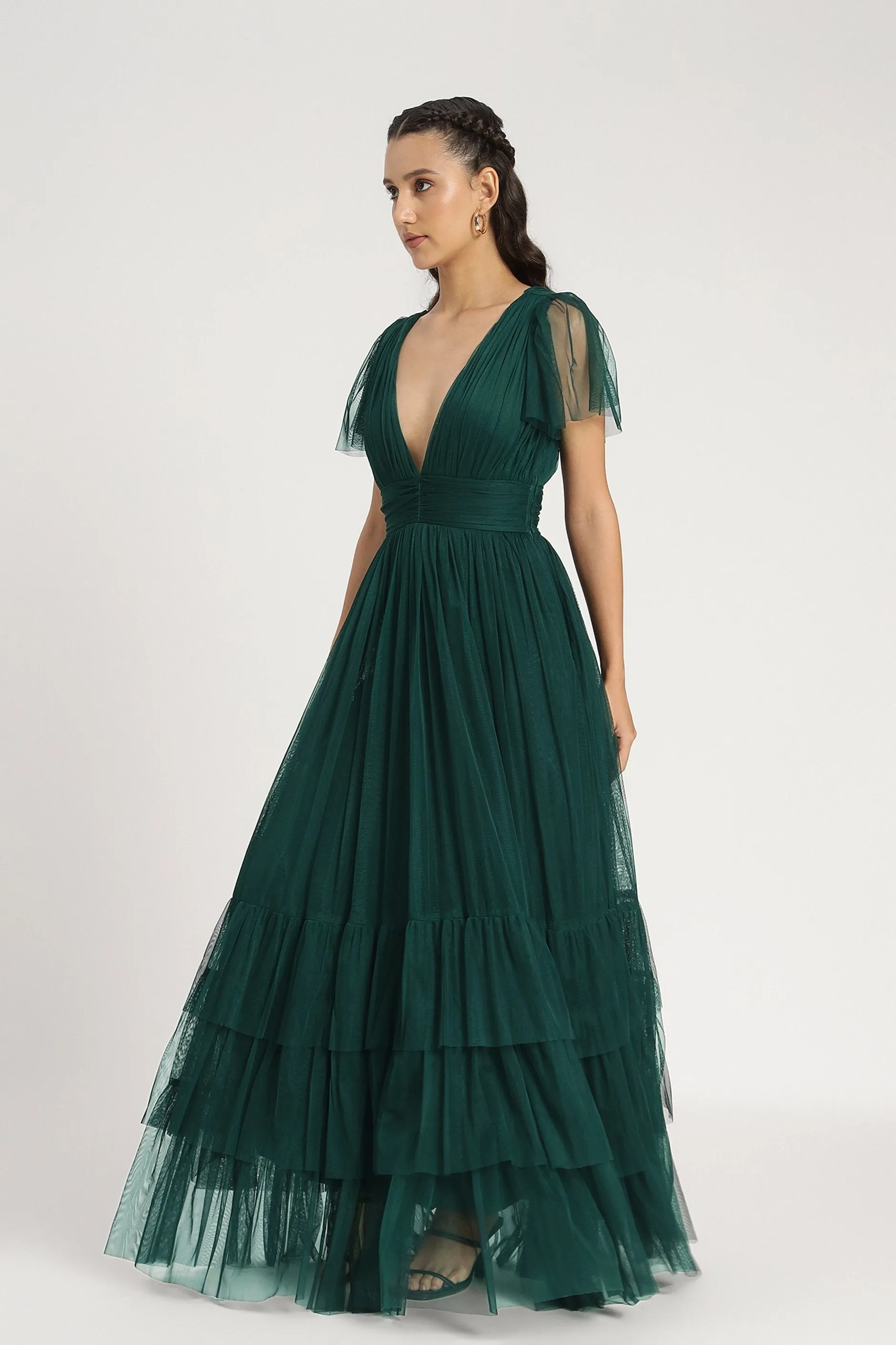 Madison Tulle Maxi Dress in Forest Green sold by Lace & Beads product image thumbnail 4