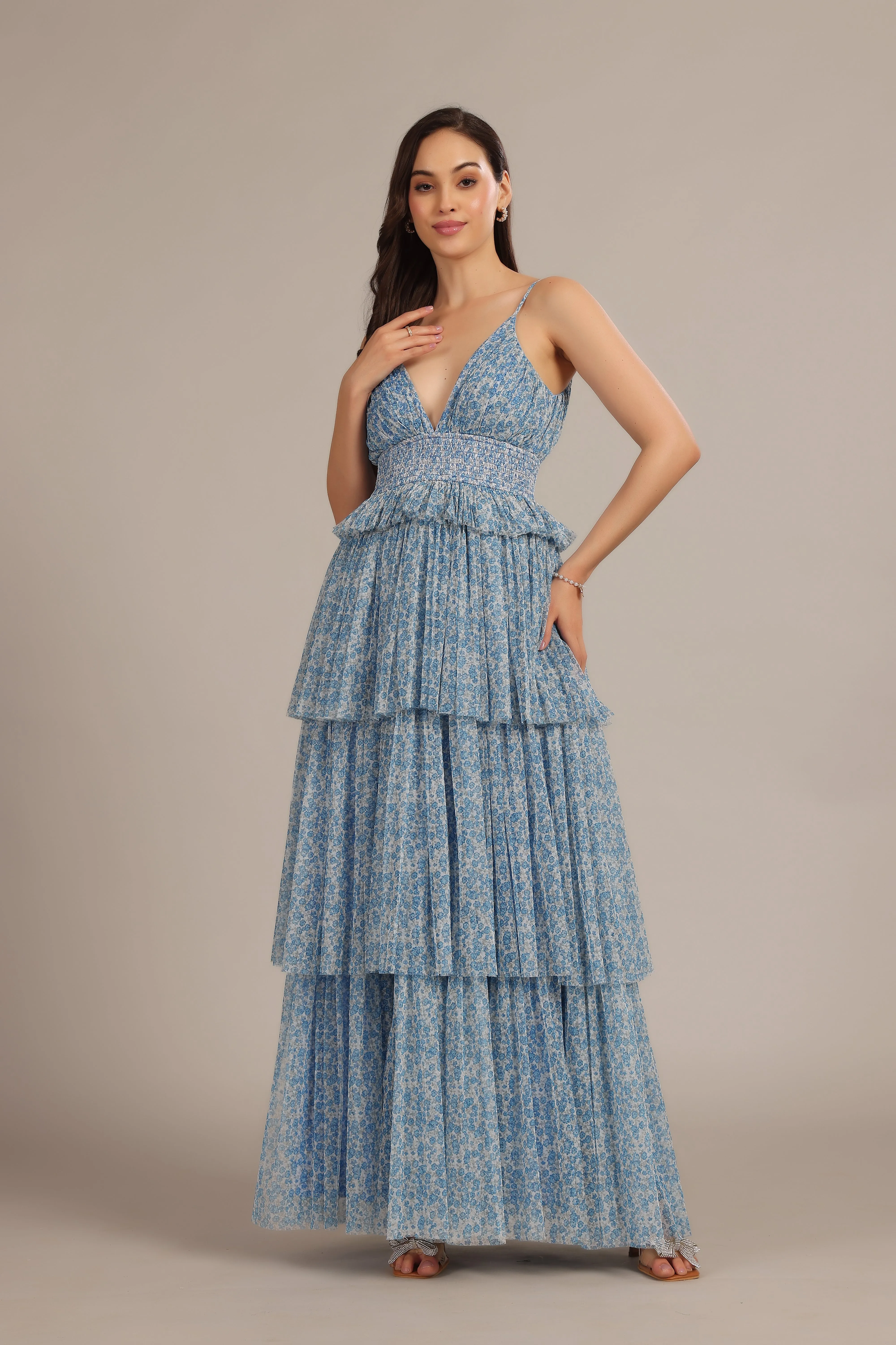 Rani Maxi Dress in Ditsy Blue Floral sold by Lace & Beads product image thumbnail 2