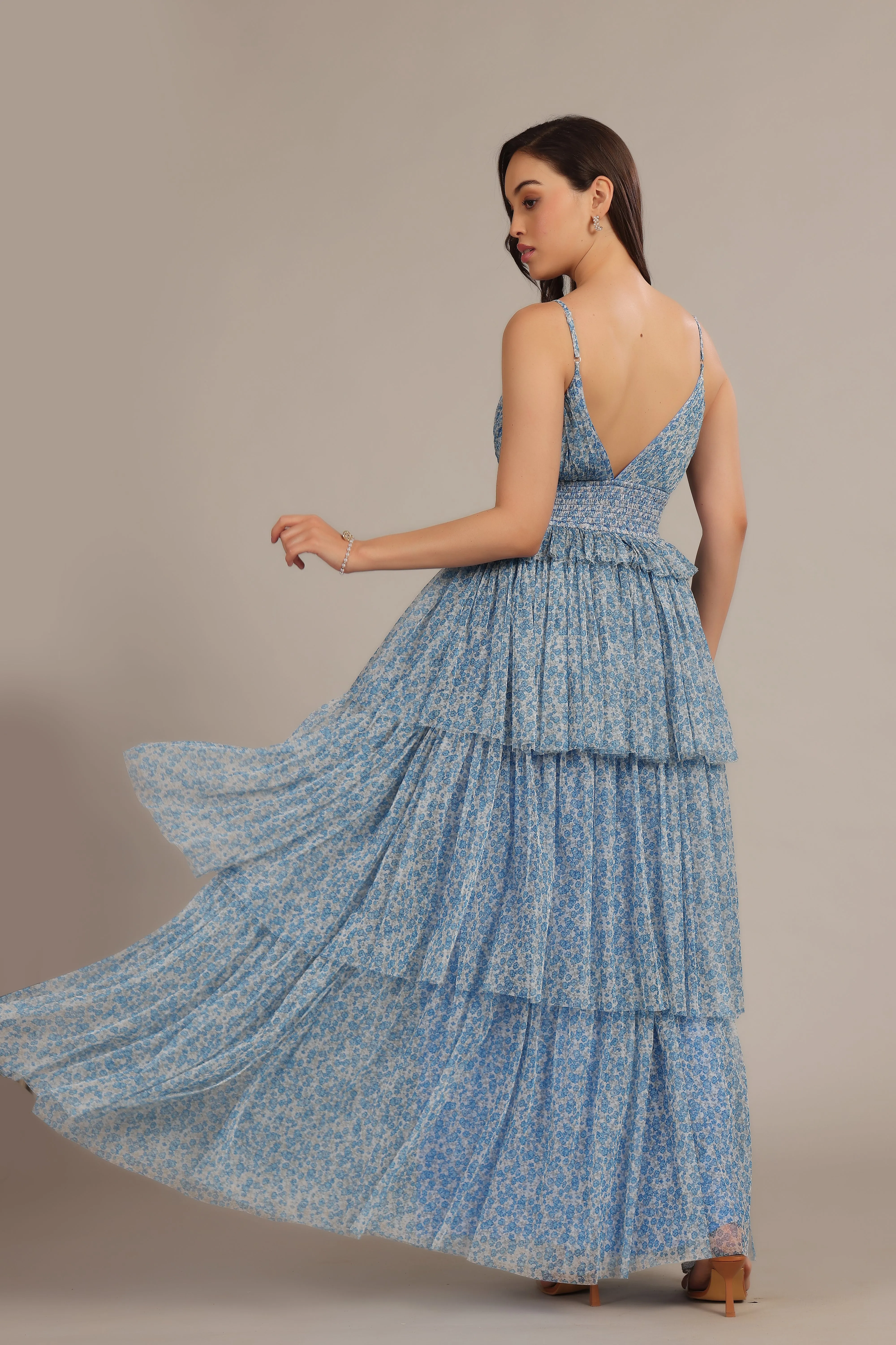 Rani Maxi Dress in Ditsy Blue Floral sold by Lace & Beads product image thumbnail 5