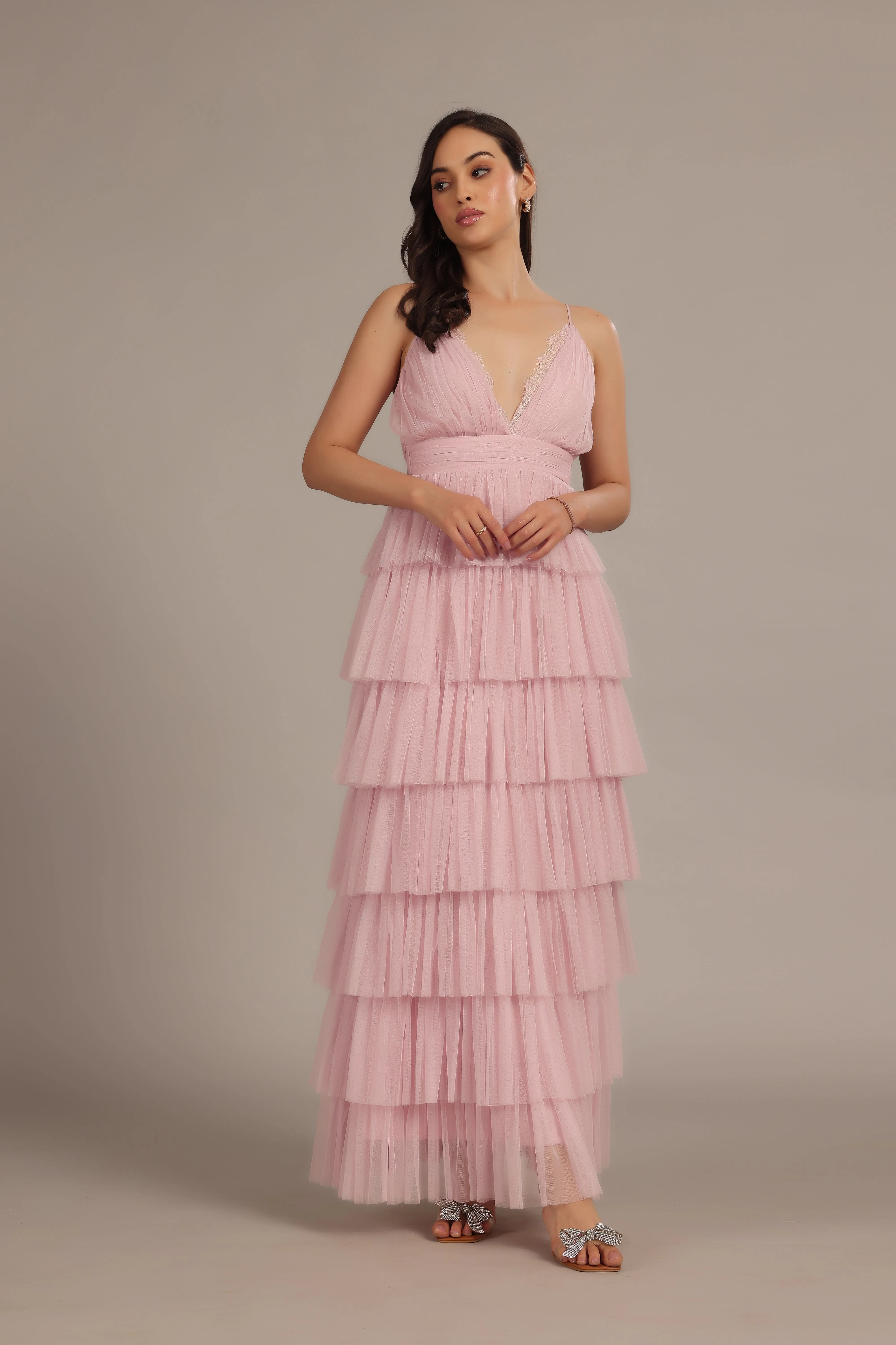 Oakley Maxi Dress in Powder Pink sold by Lace & Beads product image thumbnail 2