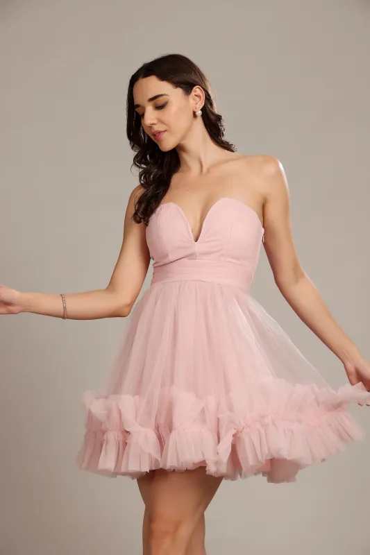 Orion Mini Dress in Powder Pink sold by Lace & Beads