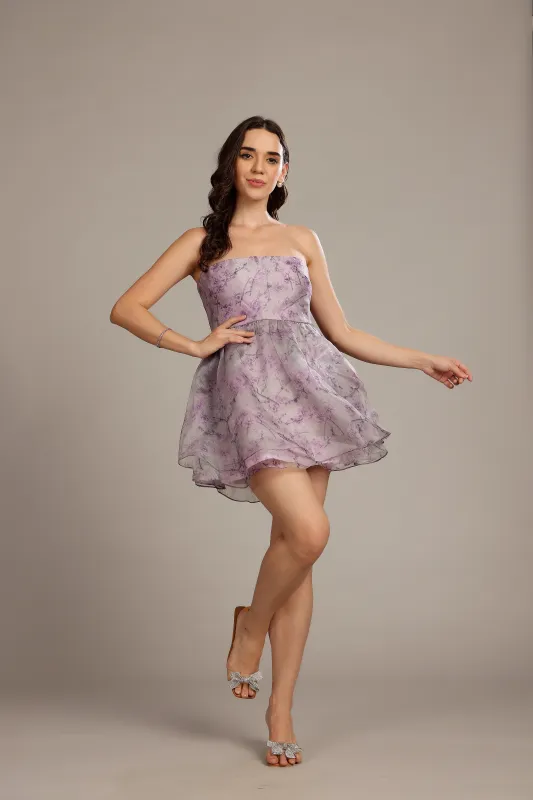 Nora Mini Dress in Lavender Lilac Floral made by Lace & Beads