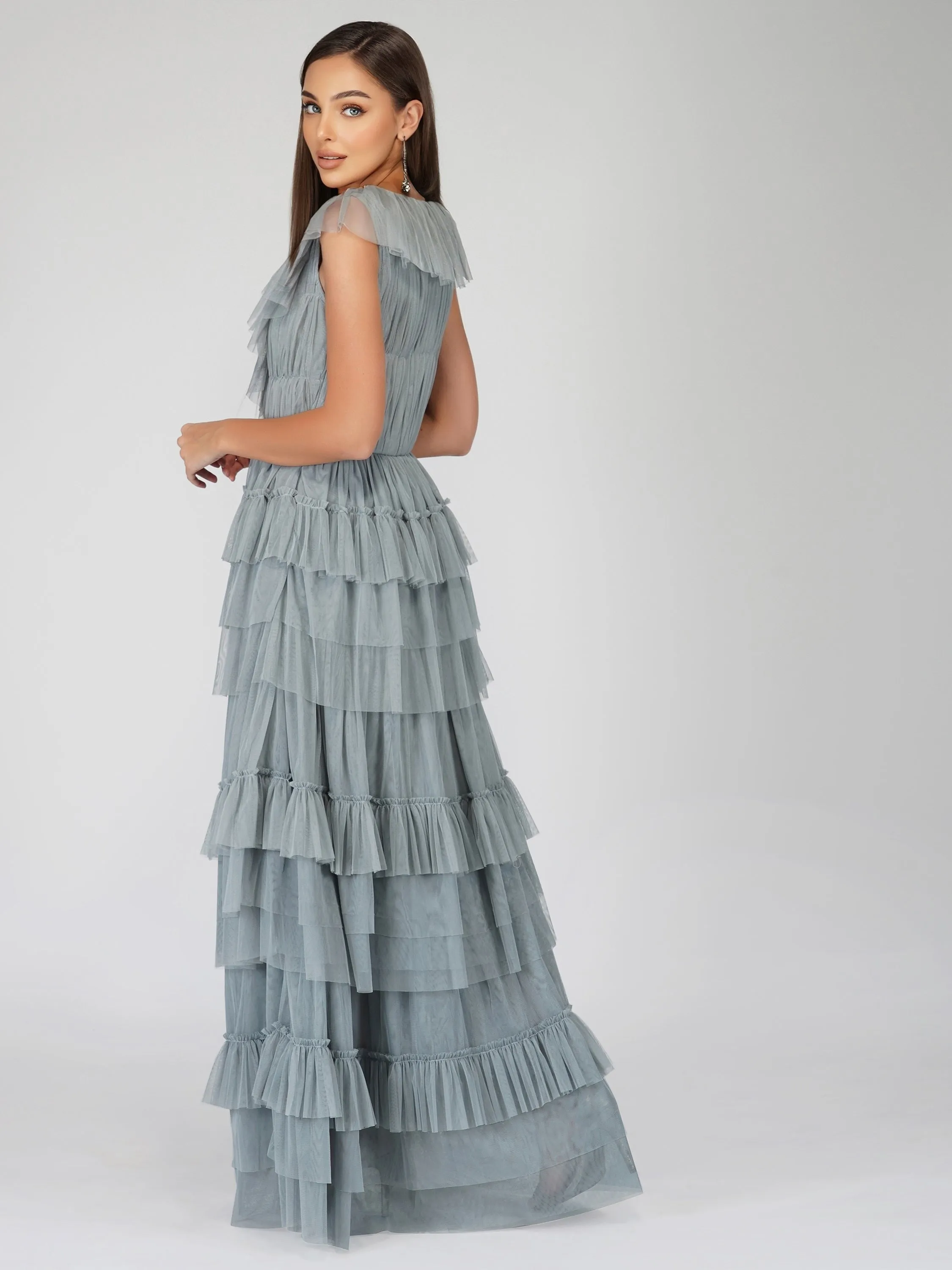 Alexandra Blue Tulle Maxi Dress sold by Lace & Beads product image thumbnail 5