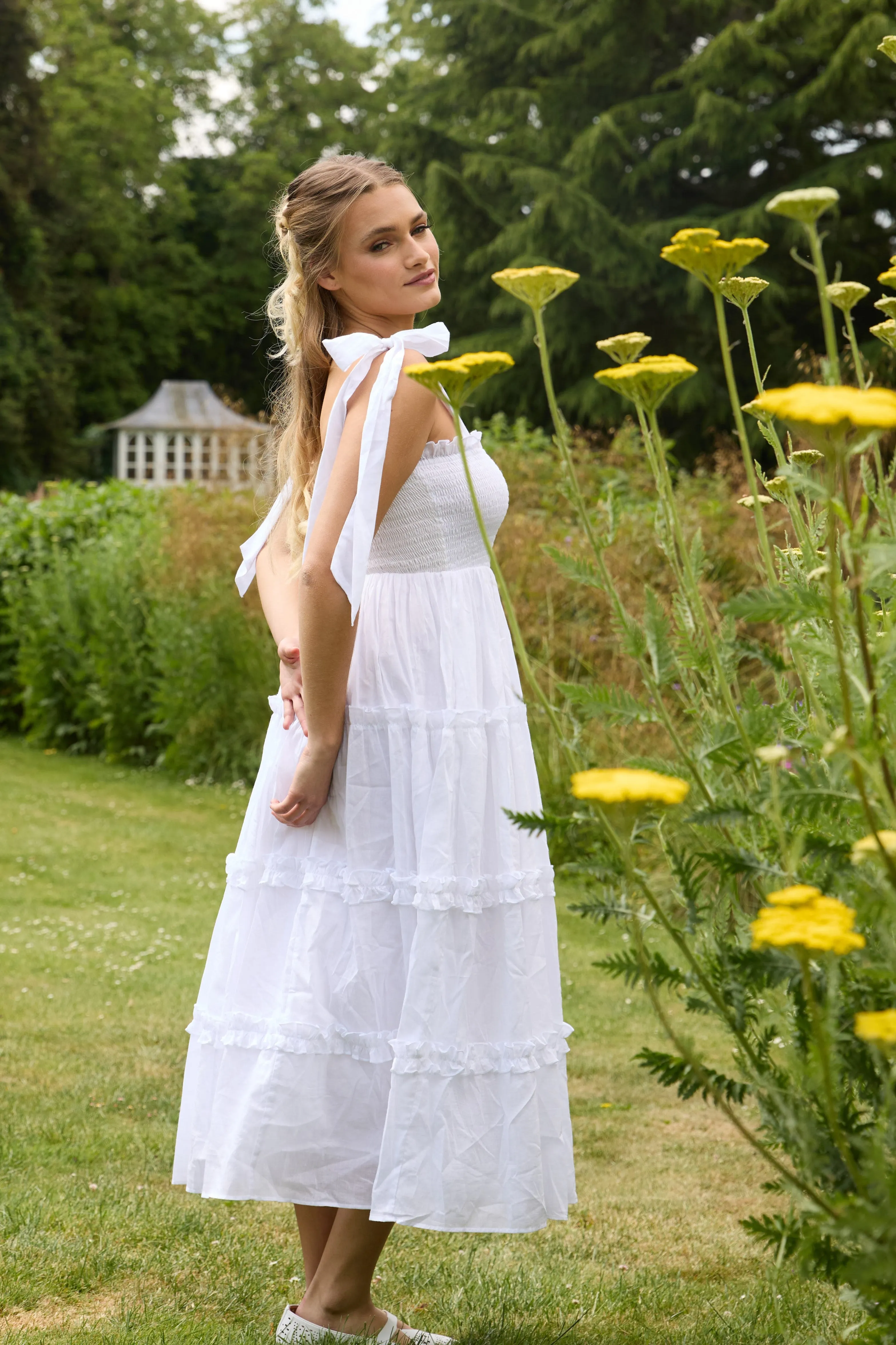 Louise Cotton Midi Dress in White sold by Lace & Beads product image thumbnail 2