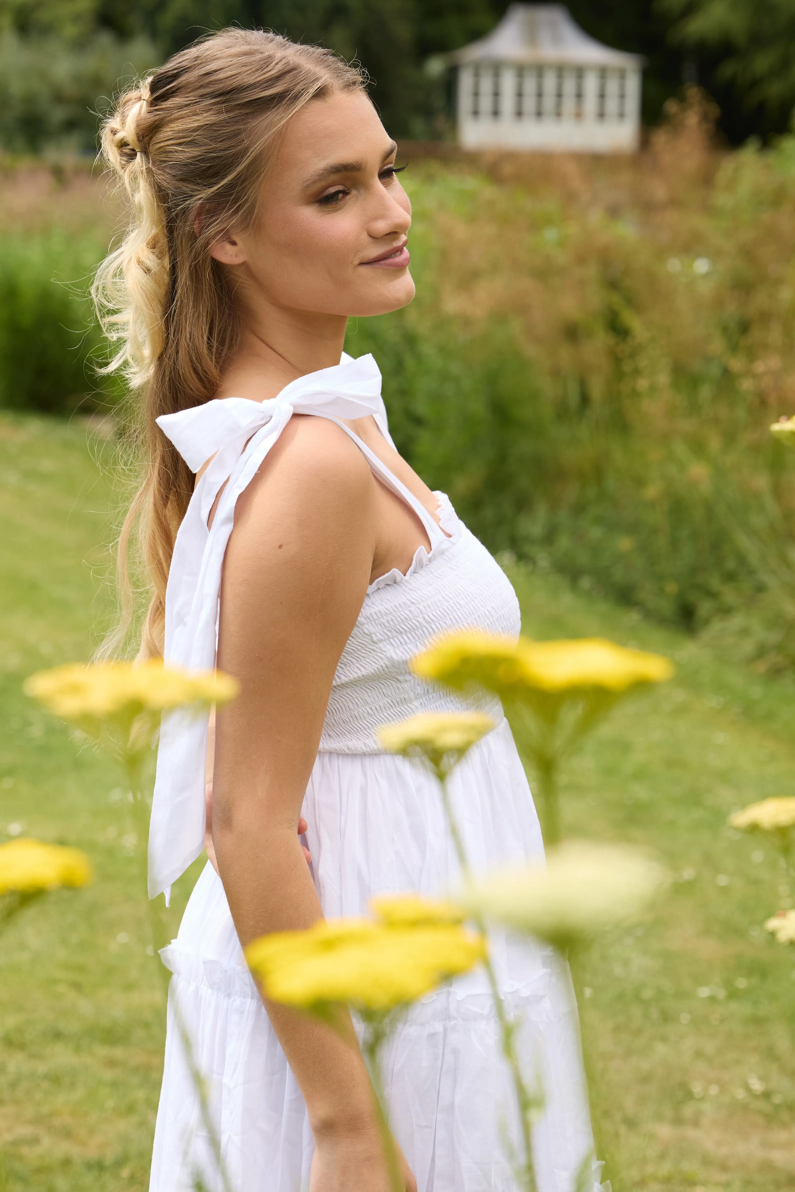 Louise Cotton Midi Dress in White sold by Lace & Beads product image thumbnail 3