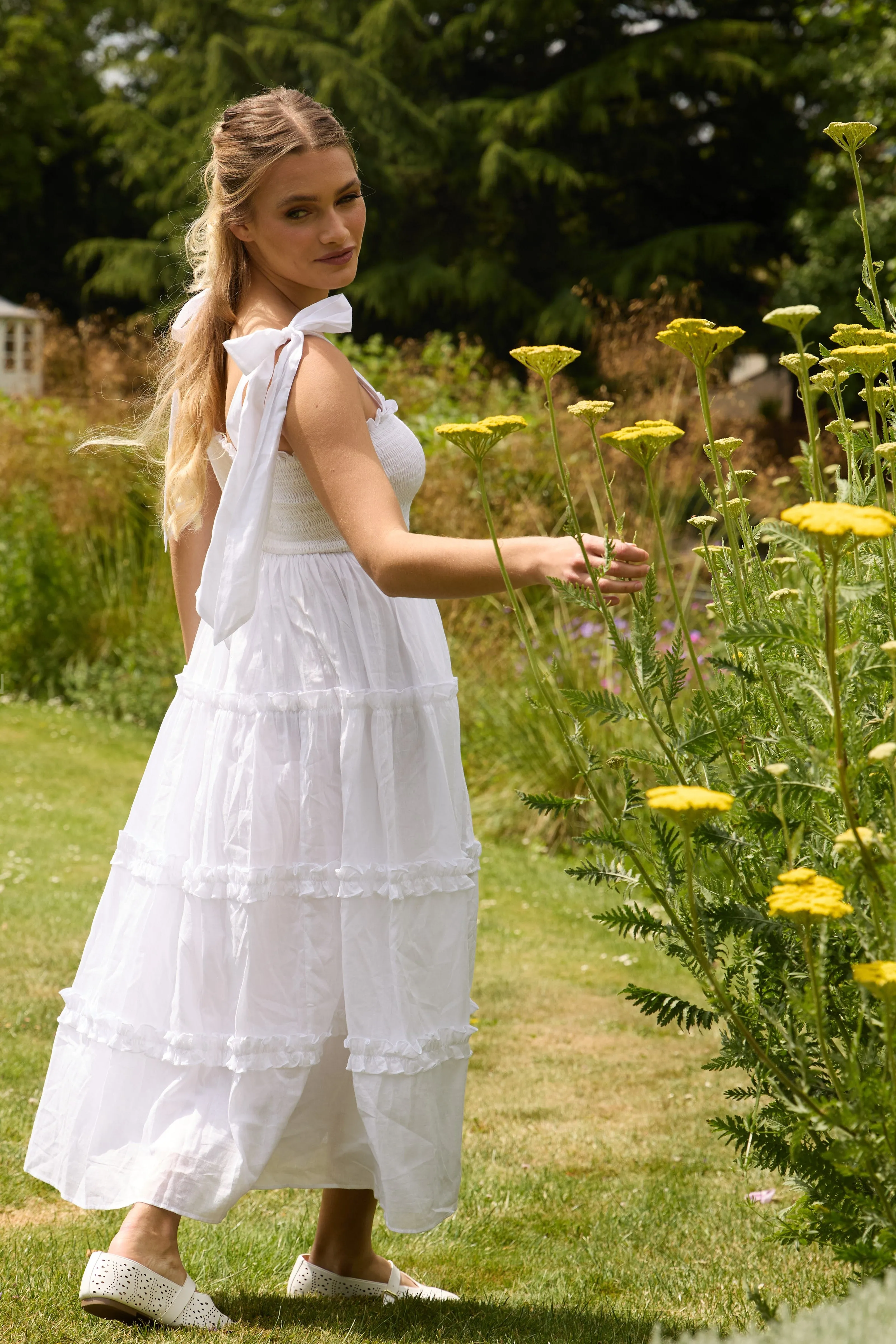 Louise Cotton Midi Dress in White sold by Lace & Beads product image thumbnail 5