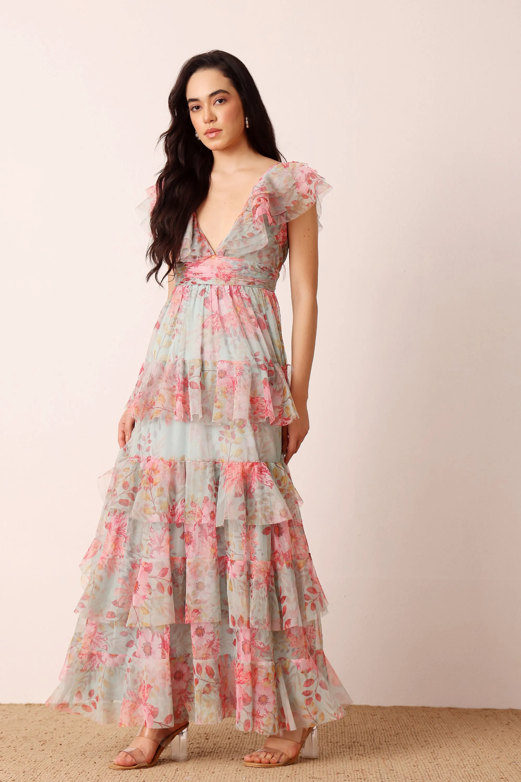 Olympia Maxi Dress in Mint Floral sold by Lace & Beads product image thumbnail 5