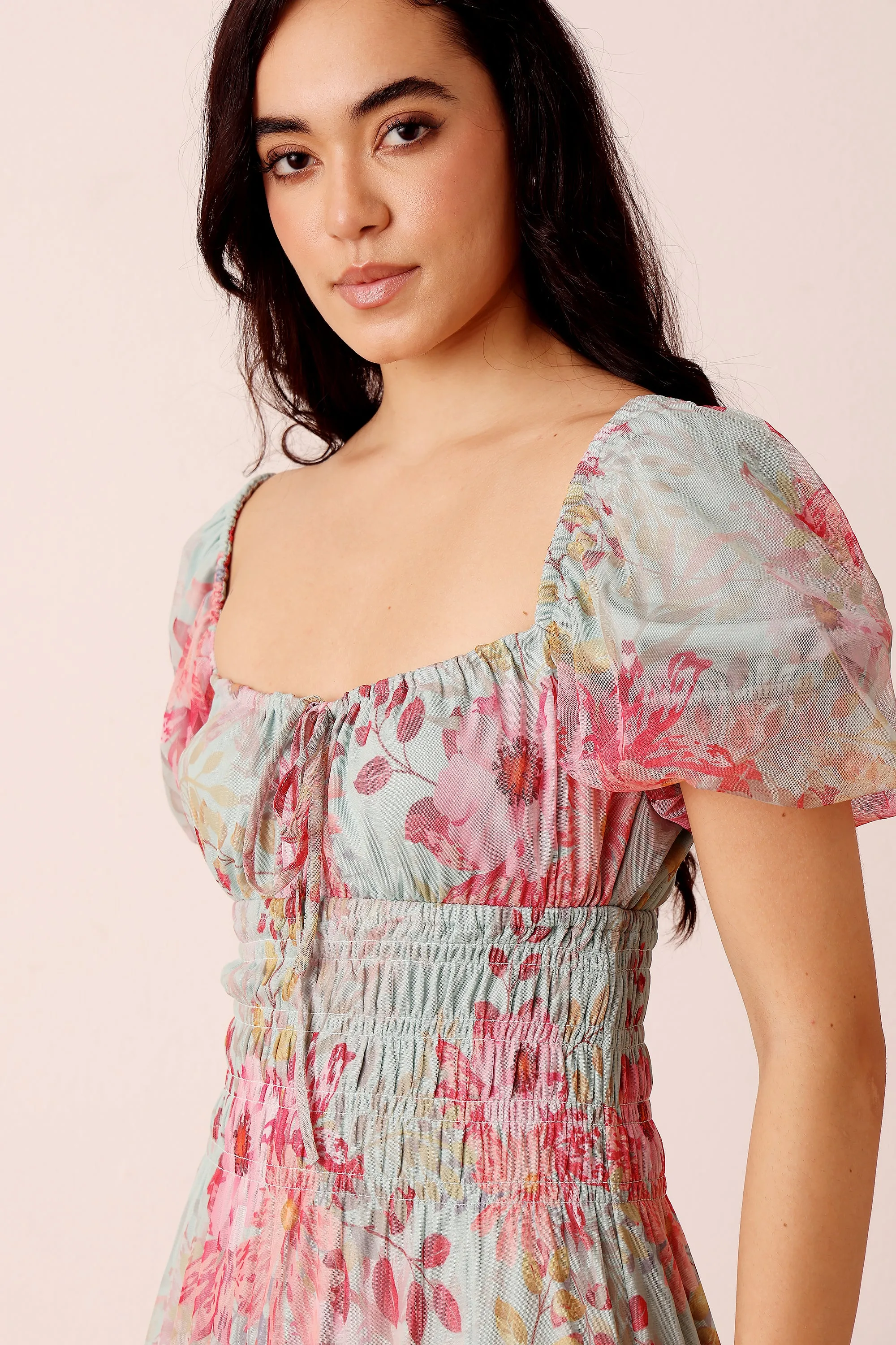 Noore Maxi Dress in Mint Floral sold by Lace & Beads product image thumbnail 2