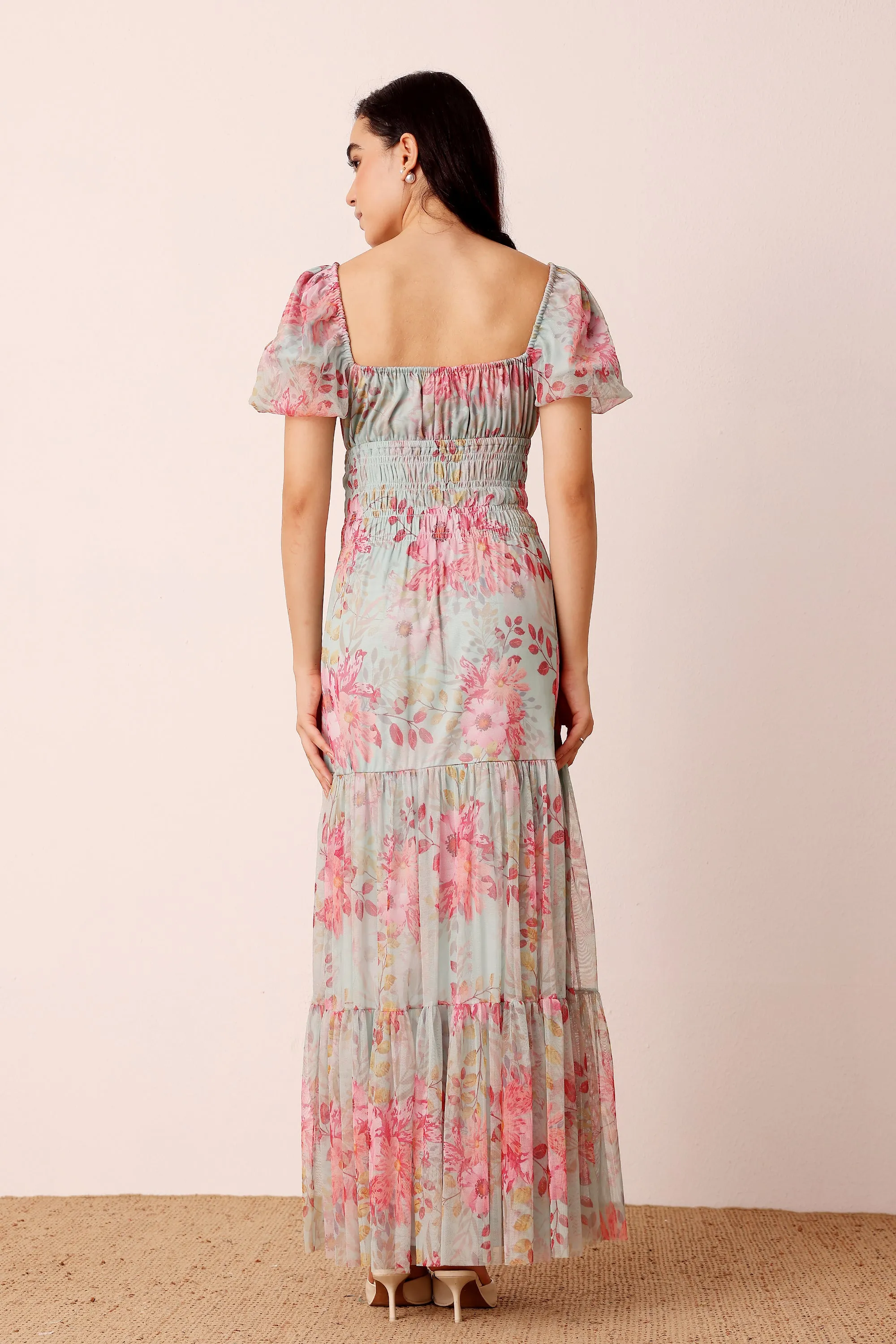 Noore Maxi Dress in Mint Floral sold by Lace & Beads product image thumbnail 4