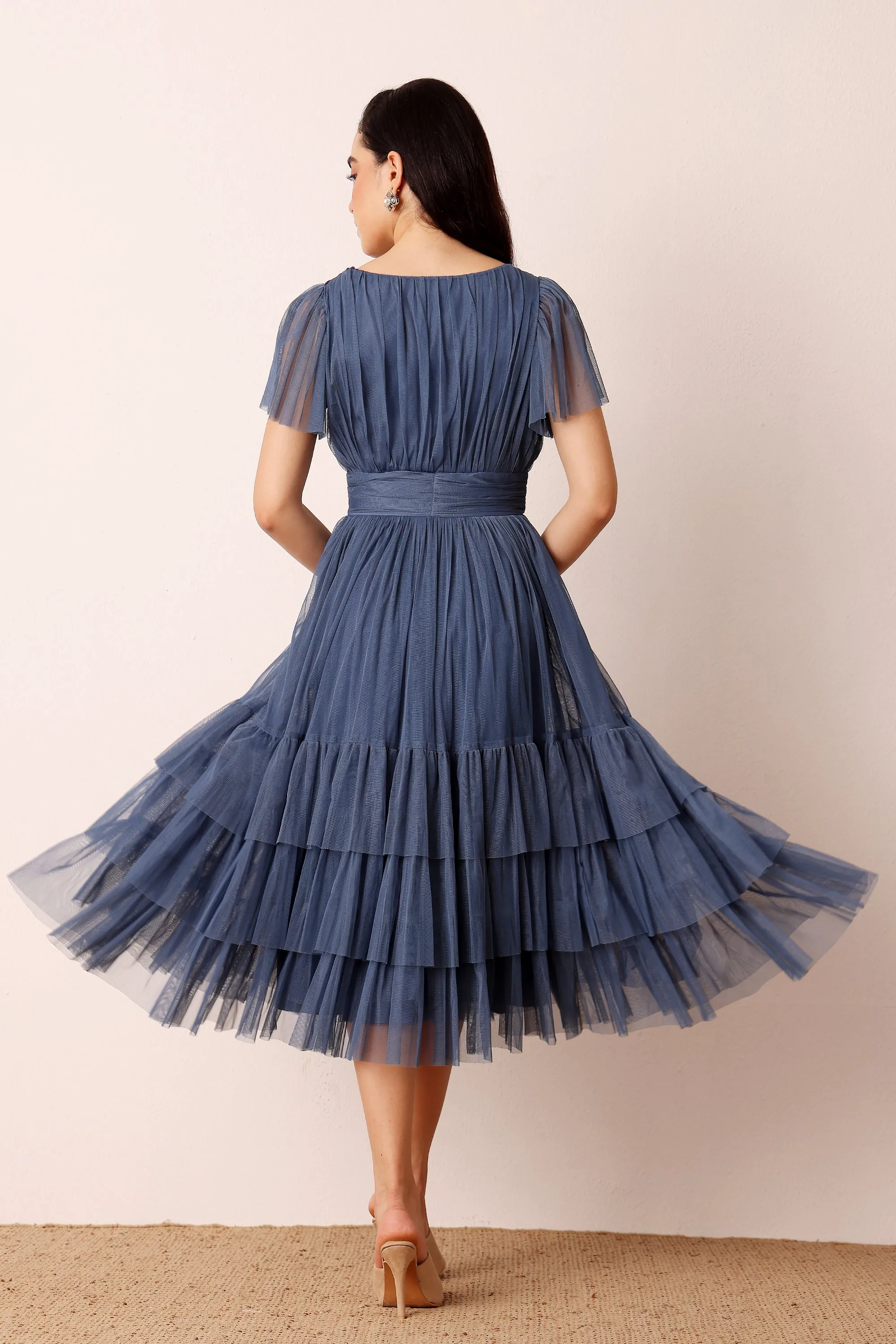 Madison Ethereal Blue Midi Bridesmaid Dress sold by Lace & Beads product image thumbnail 2