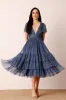 Madison Ethereal Blue Midi Bridesmaid Dress sold by Lace & Beads