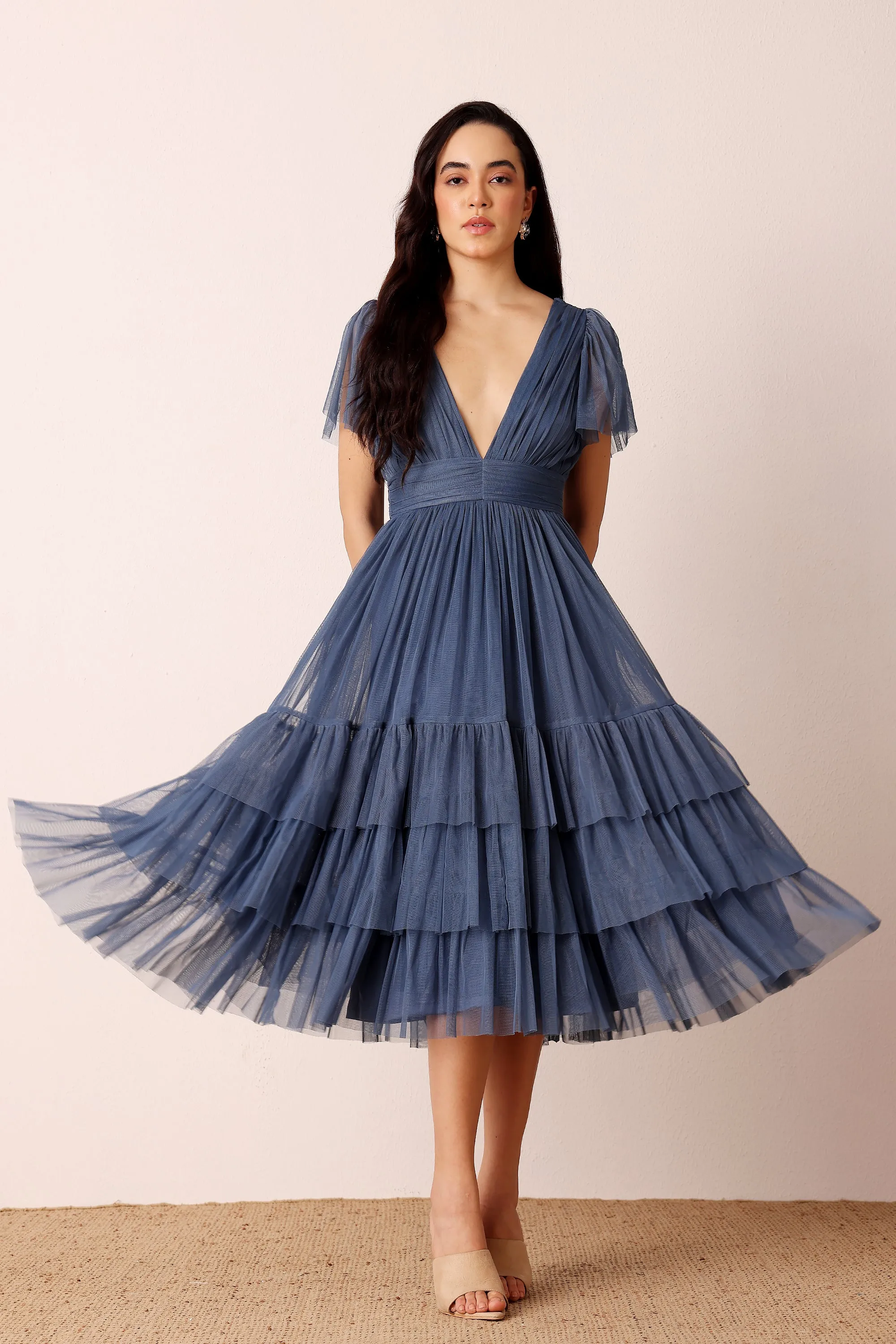 Madison Ethereal Blue Midi Bridesmaid Dress sold by Lace & Beads product image thumbnail 4