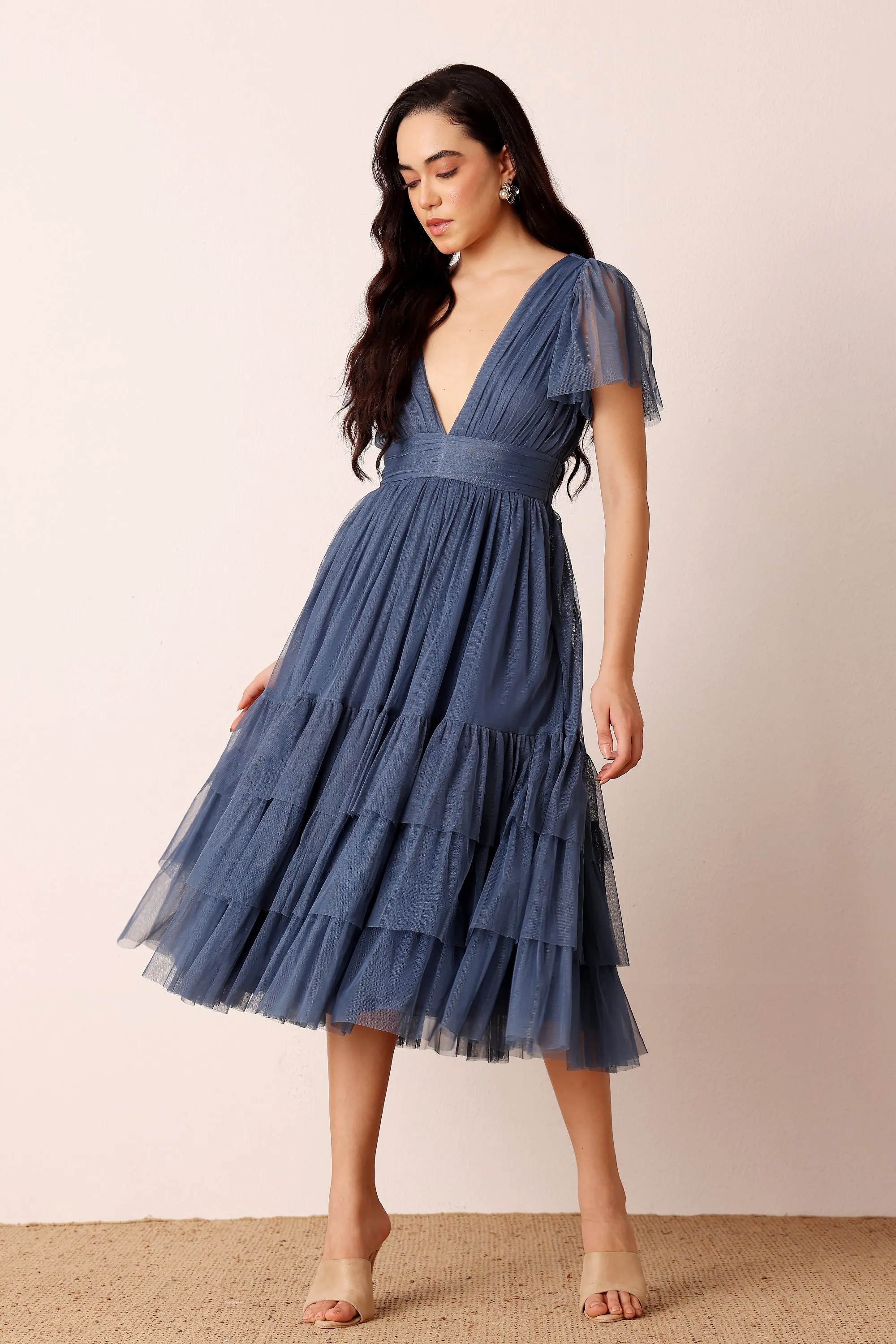 Madison Ethereal Blue Midi Bridesmaid Dress sold by Lace & Beads product image thumbnail 5