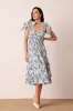 Ollie Cotton Midi Dress in Blue White Floral sold by Lace & Beads