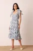 Ollie Cotton Midi Dress in Blue White Floral sold by Lace & Beads