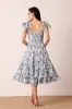 Ollie Cotton Midi Dress in Blue White Floral sold by Lace & Beads