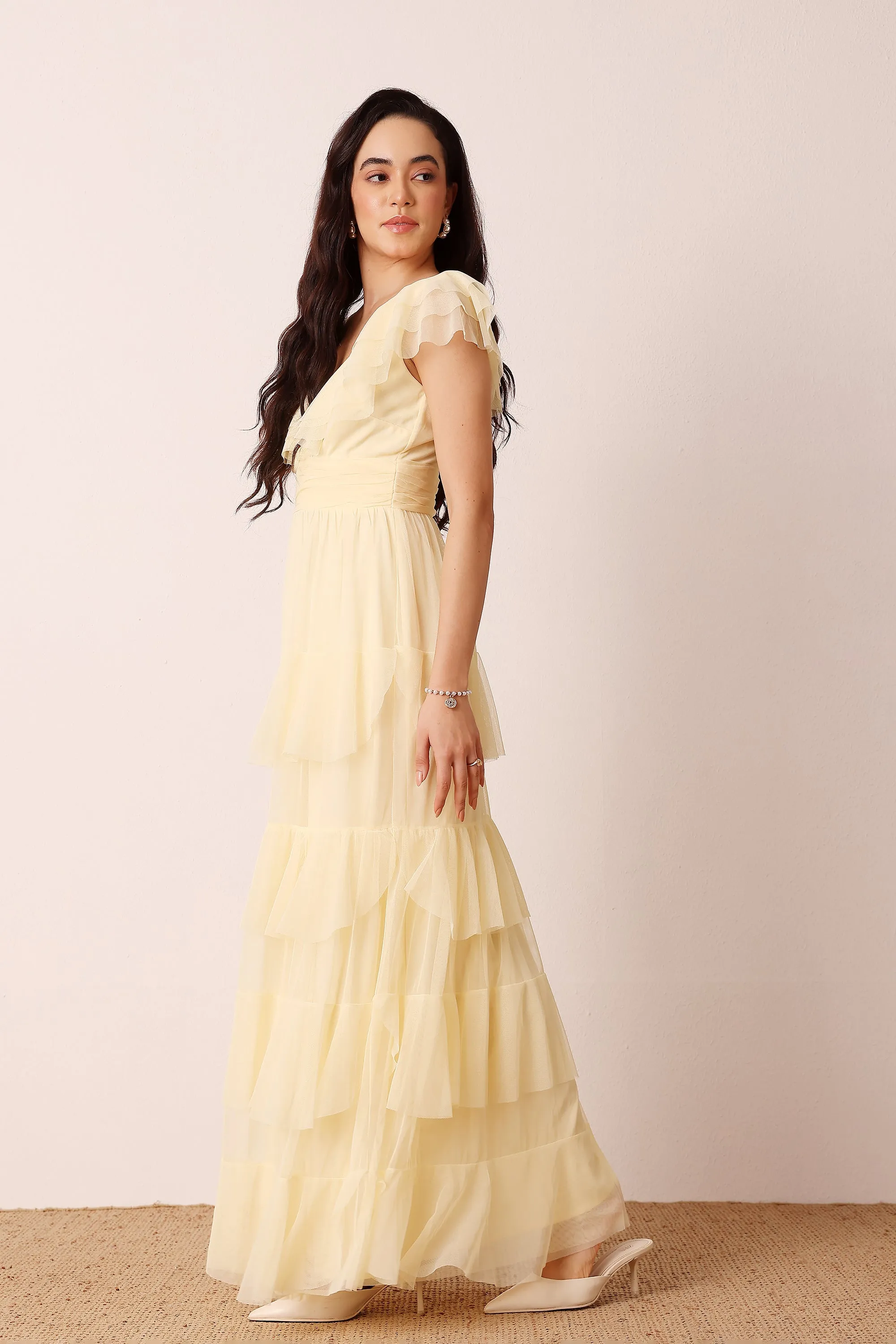 Olympia Maxi Dress in Buttercup sold by Lace & Beads product image thumbnail 3