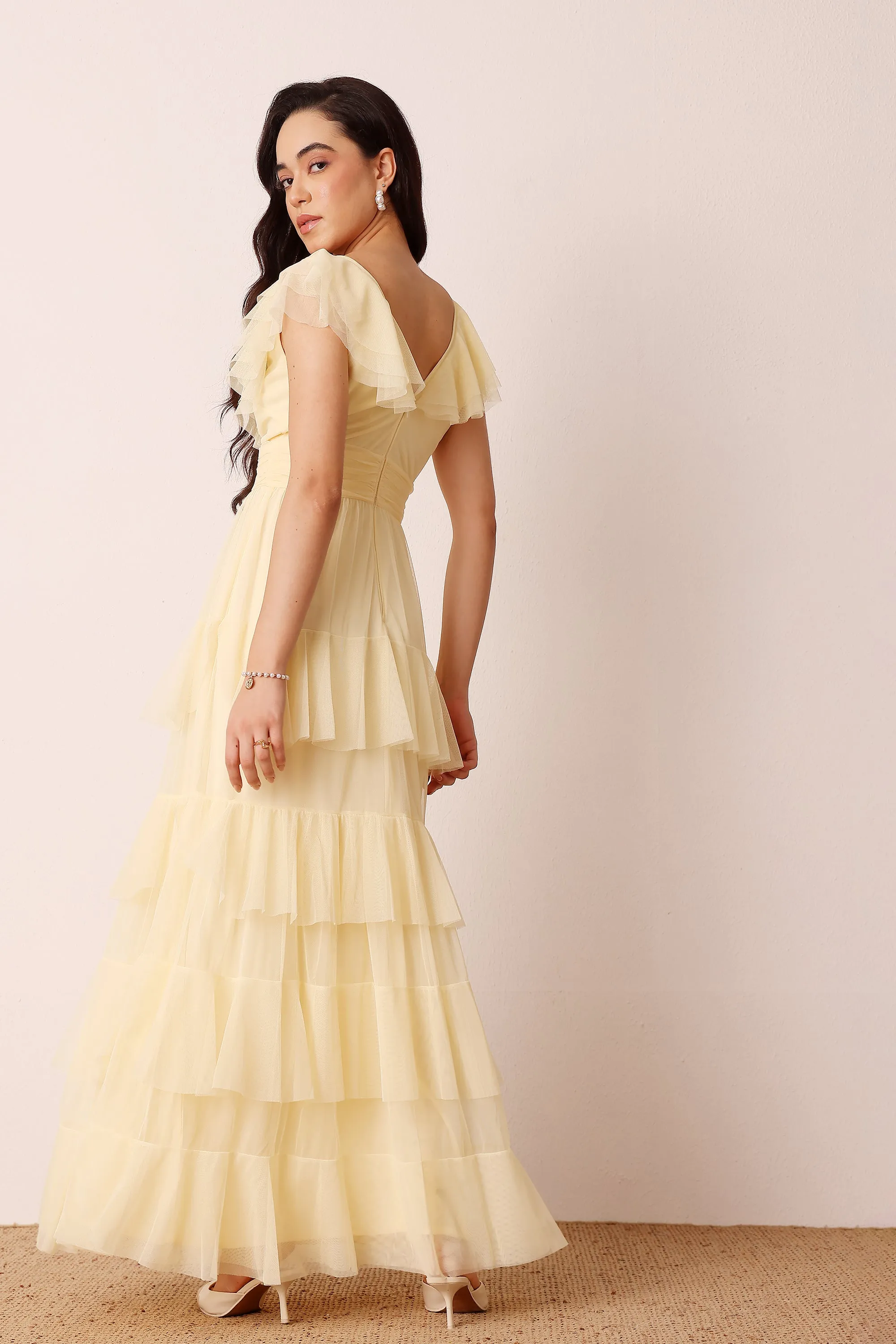 Olympia Maxi Dress in Buttercup sold by Lace & Beads product image thumbnail 4