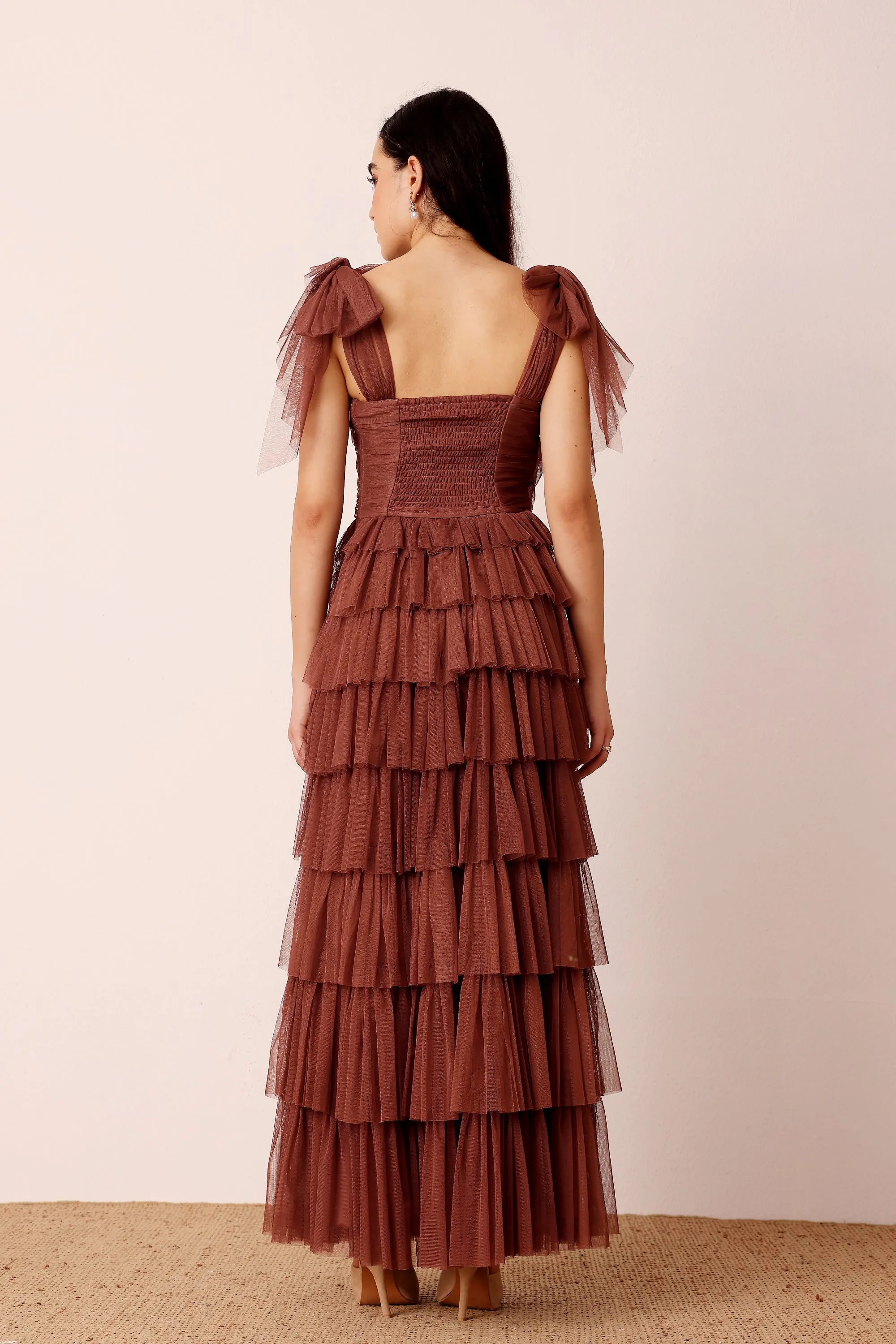 Ophelia Rose Brown Maxi Dress with Tie Detail sold by Lace & Beads product image thumbnail 5