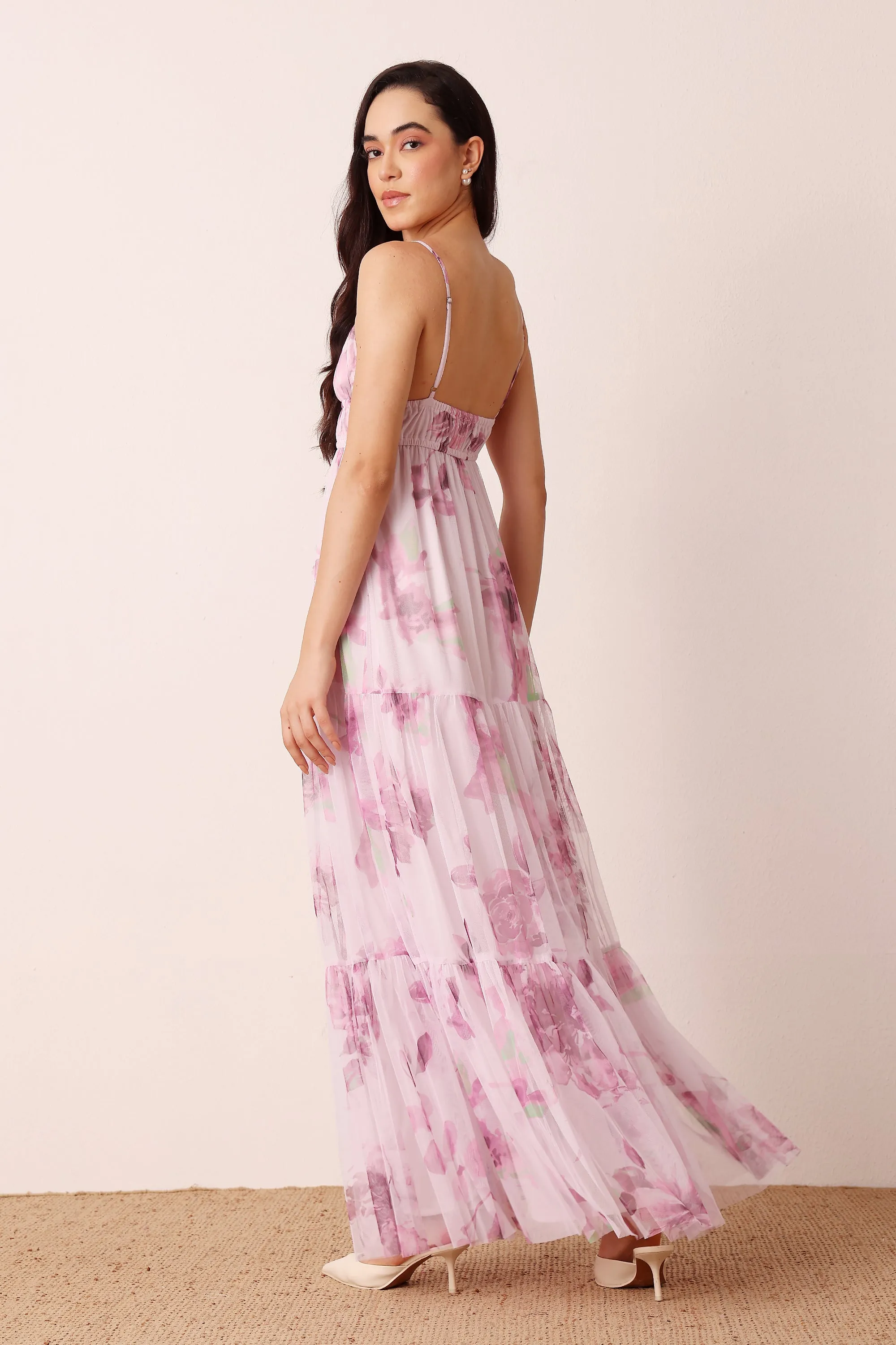 Nemy Maxi Dress in Purple Floral sold by Lace & Beads product image thumbnail 4