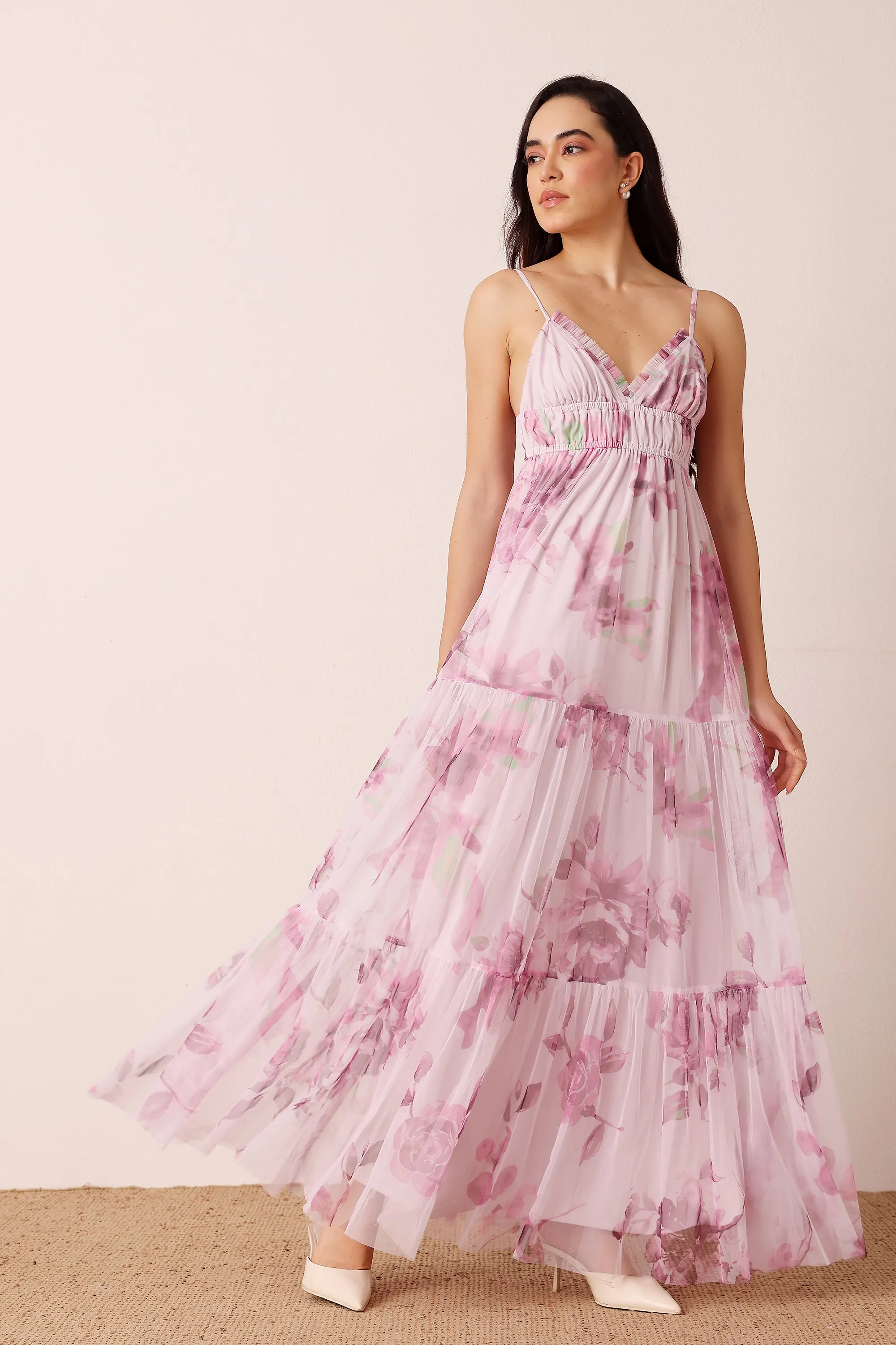 Nemy Maxi Dress in Purple Floral sold by Lace & Beads product image thumbnail 2