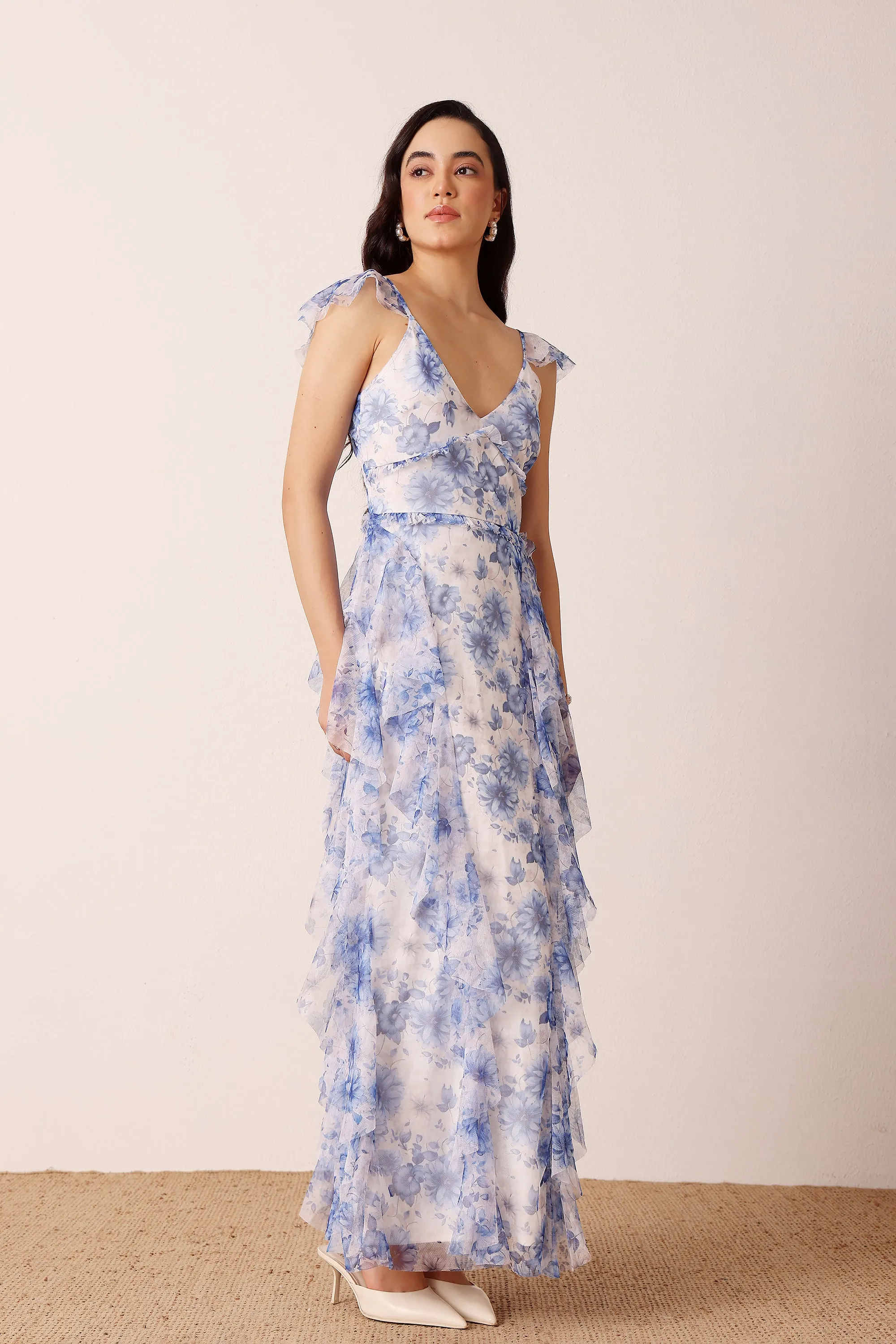 Malin Maxi Dress in Blue Print sold by Lace & Beads product image thumbnail 2