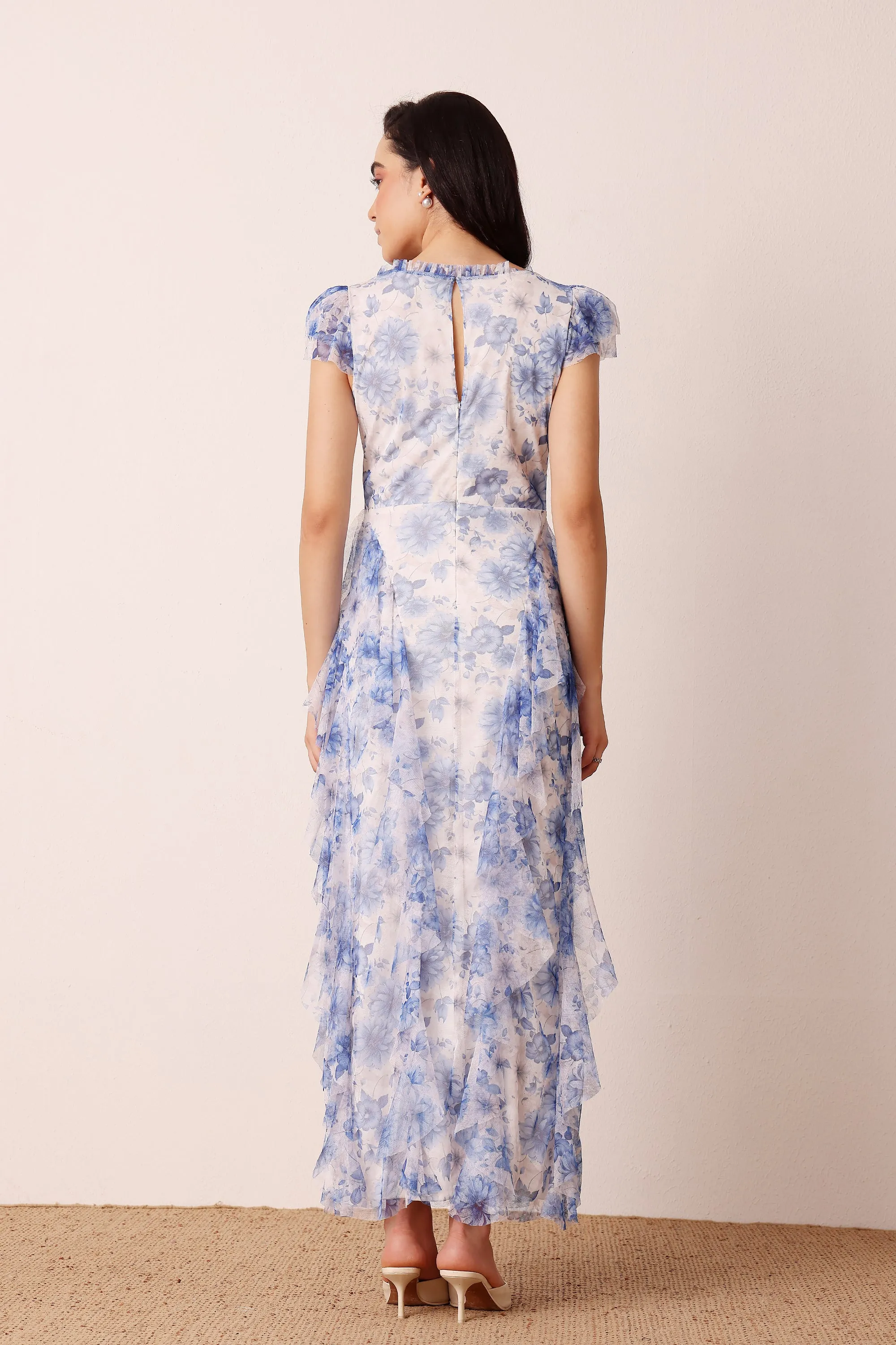 Melody Maxi Dress in Blue Floral sold by Lace & Beads product image thumbnail 4