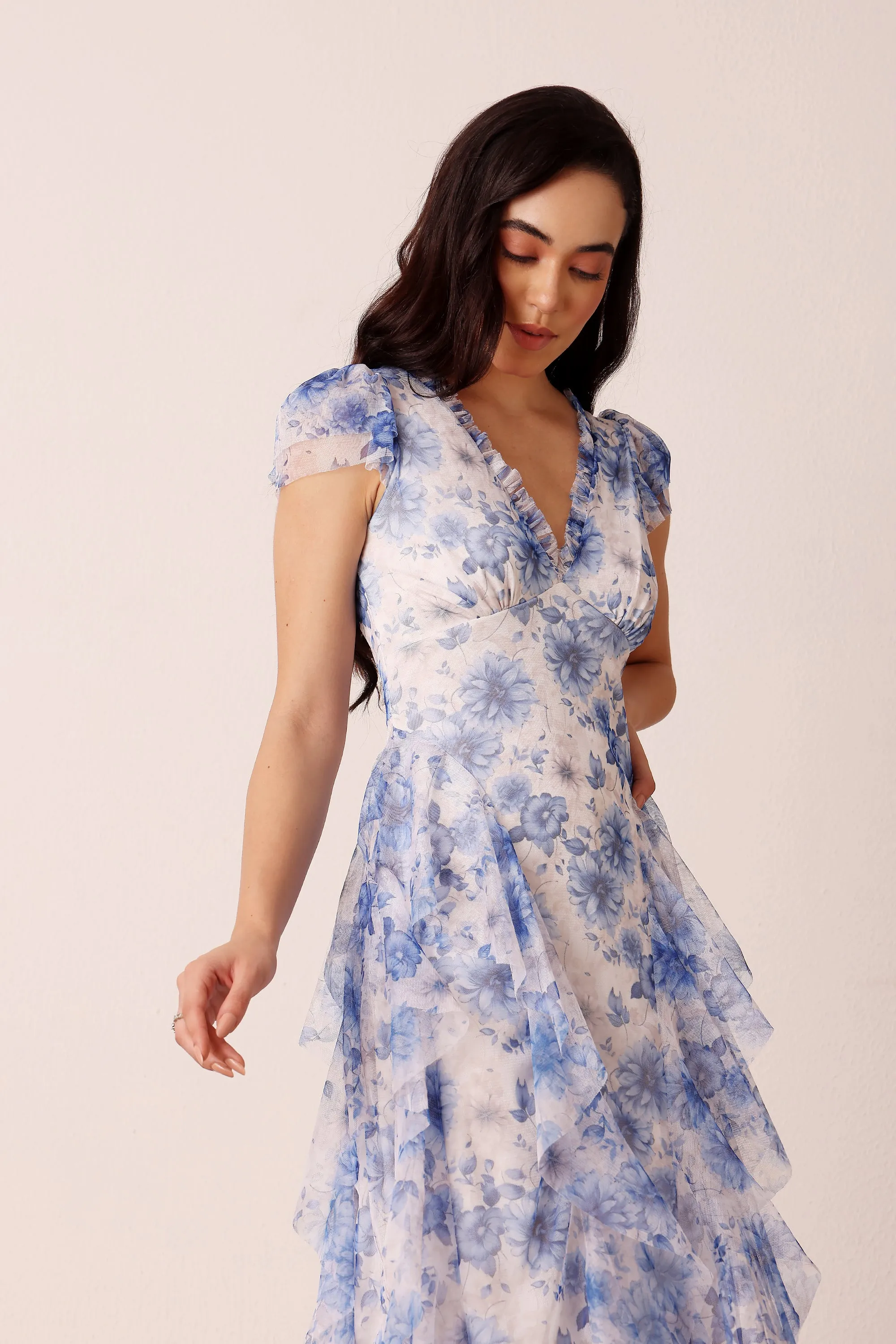 Melody Maxi Dress in Blue Floral sold by Lace & Beads product image thumbnail 3