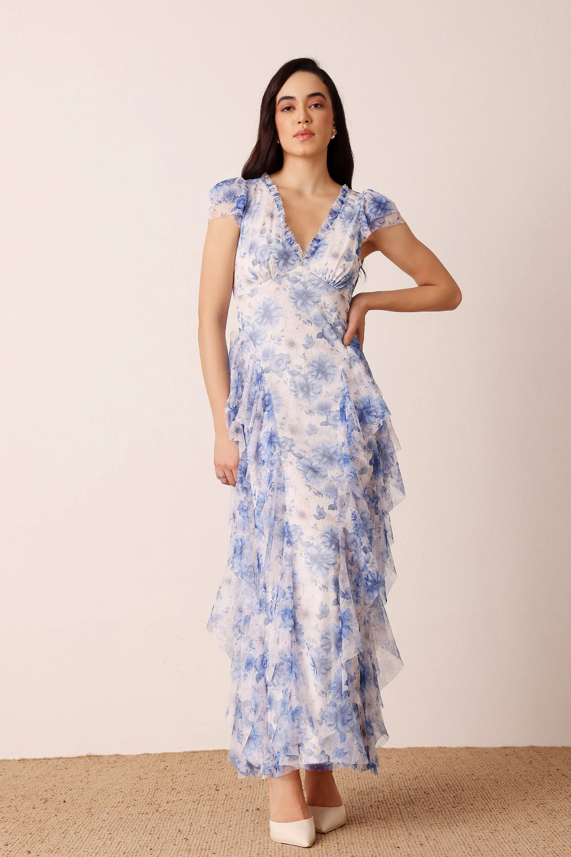 Melody Maxi Dress in Blue Floral sold by Lace & Beads product image thumbnail 5