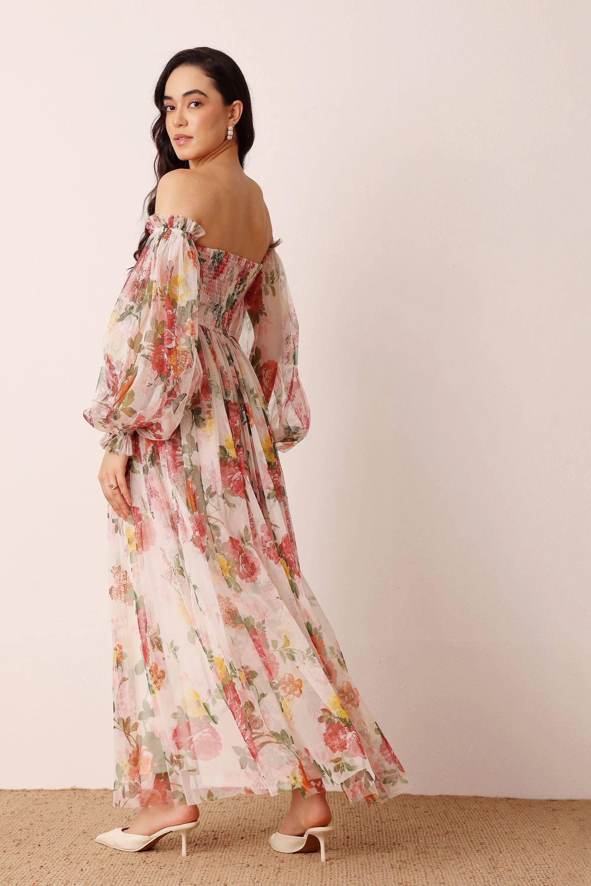 Lana Maxi Dress in Cream Floral sold by Lace & Beads product image thumbnail 5