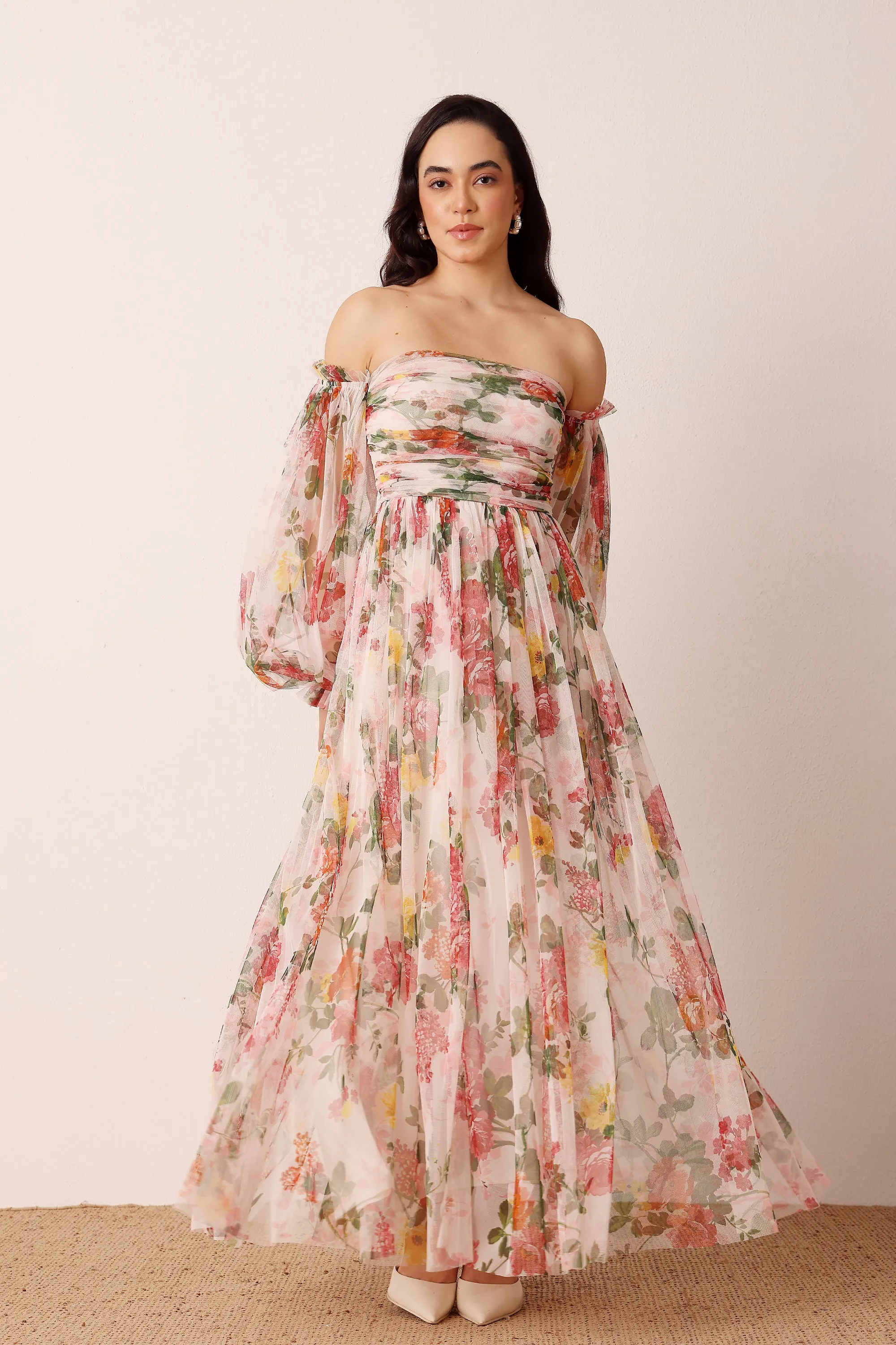 Lana Maxi Dress in Cream Floral sold by Lace & Beads product image thumbnail 3