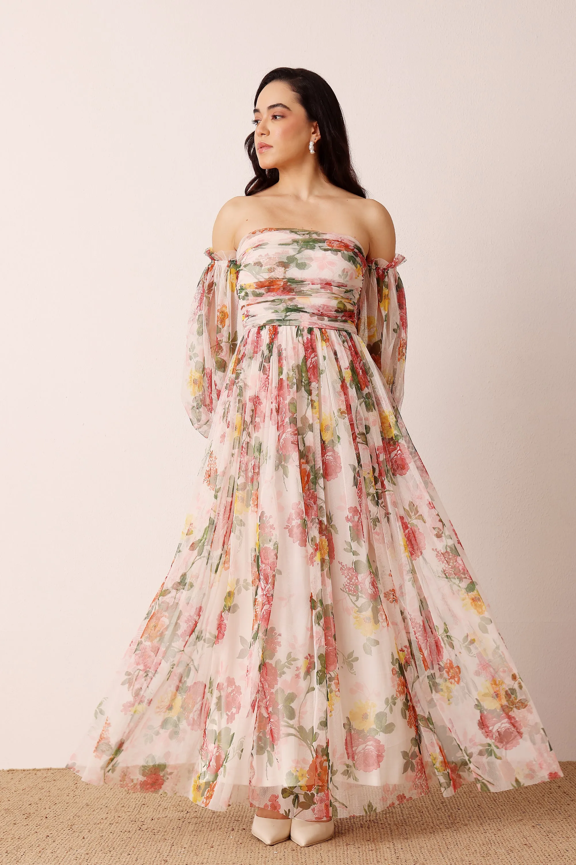 Lana Maxi Dress in Cream Floral sold by Lace & Beads product image thumbnail 4