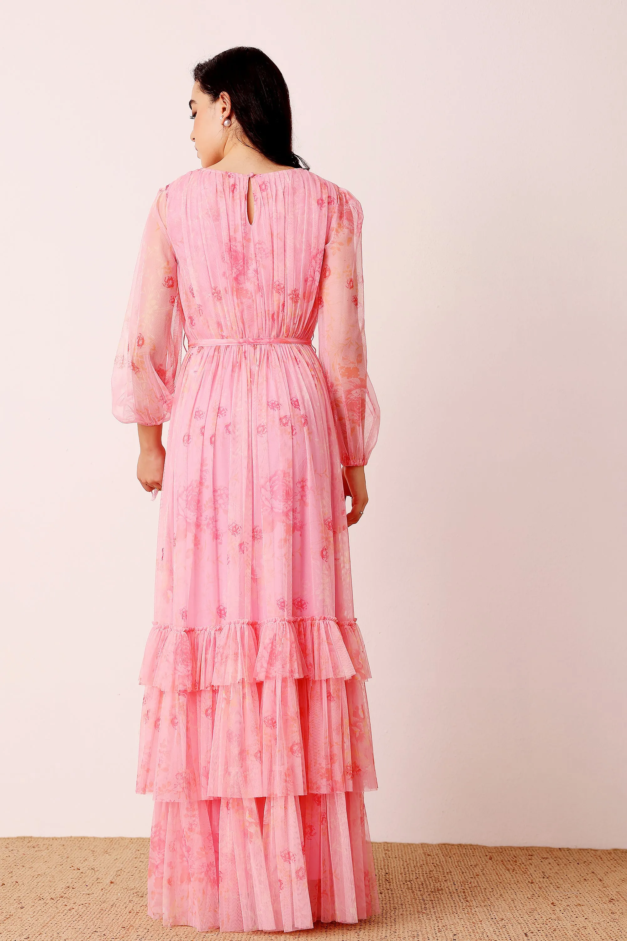 Rebecca Maxi Dress in Pink Floral sold by Lace & Beads product image thumbnail 4
