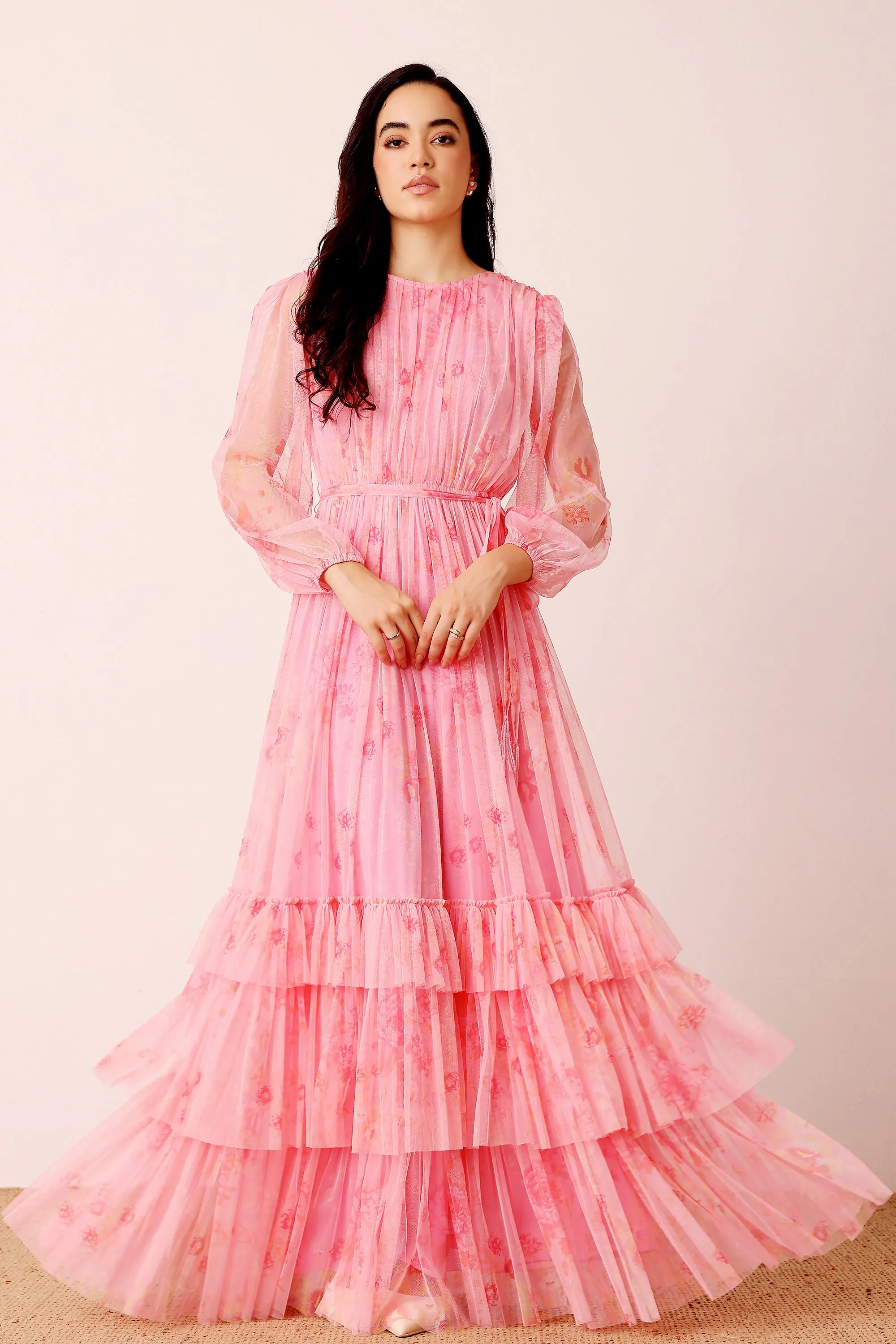 Rebecca Maxi Dress in Pink Floral sold by Lace & Beads product image thumbnail 2