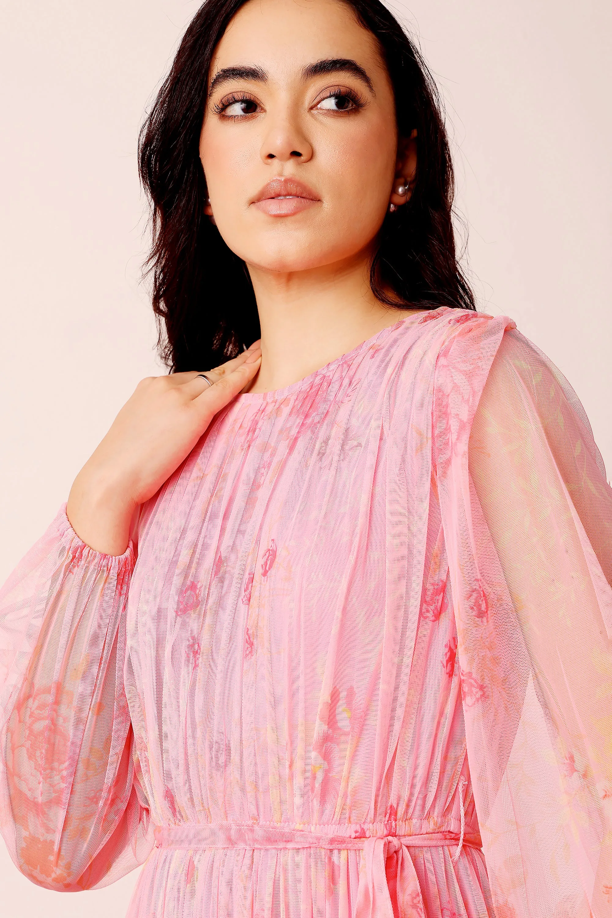 Rebecca Maxi Dress in Pink Floral sold by Lace & Beads product image thumbnail 3