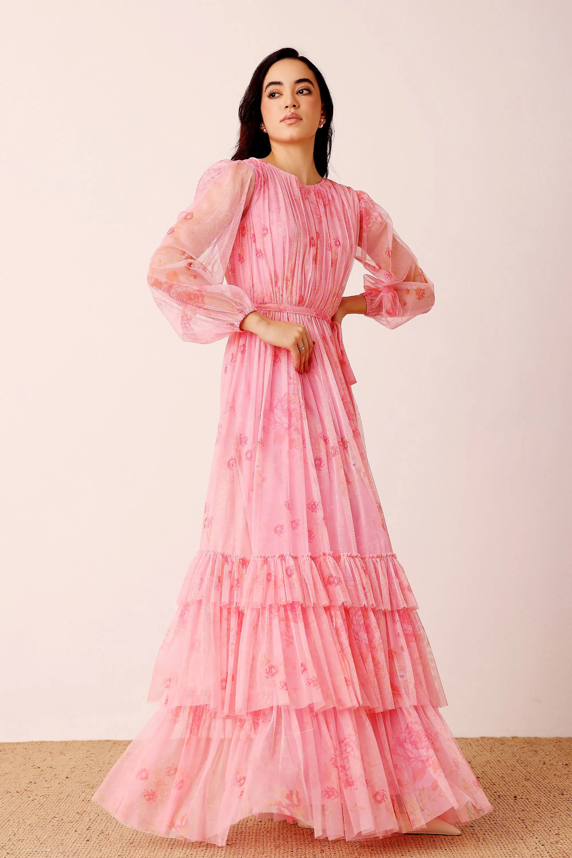 Rebecca Maxi Dress in Pink Floral sold by Lace & Beads product image thumbnail 5