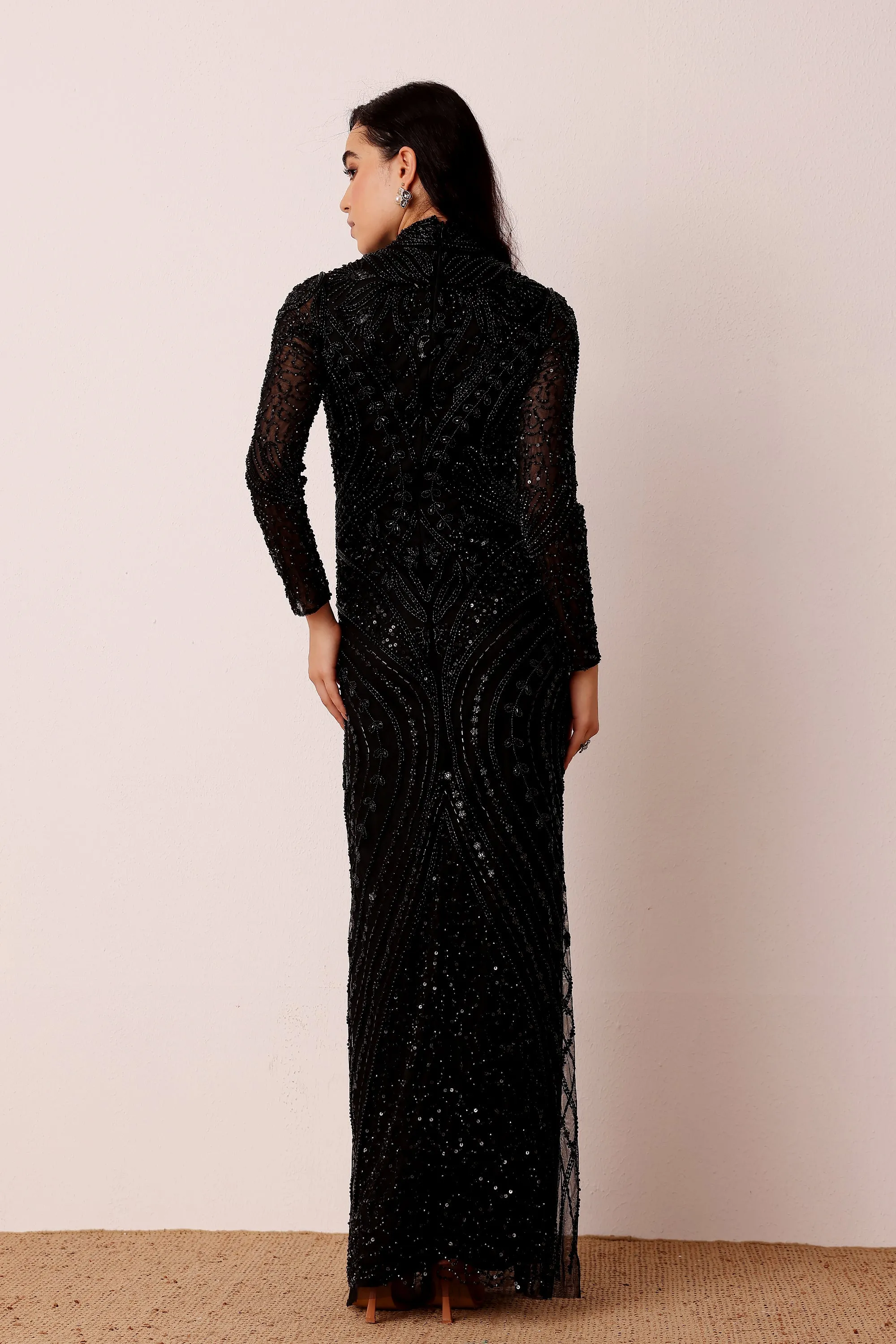 Lotus Embellished Maxi Dress in Black sold by Lace & Beads product image thumbnail 5