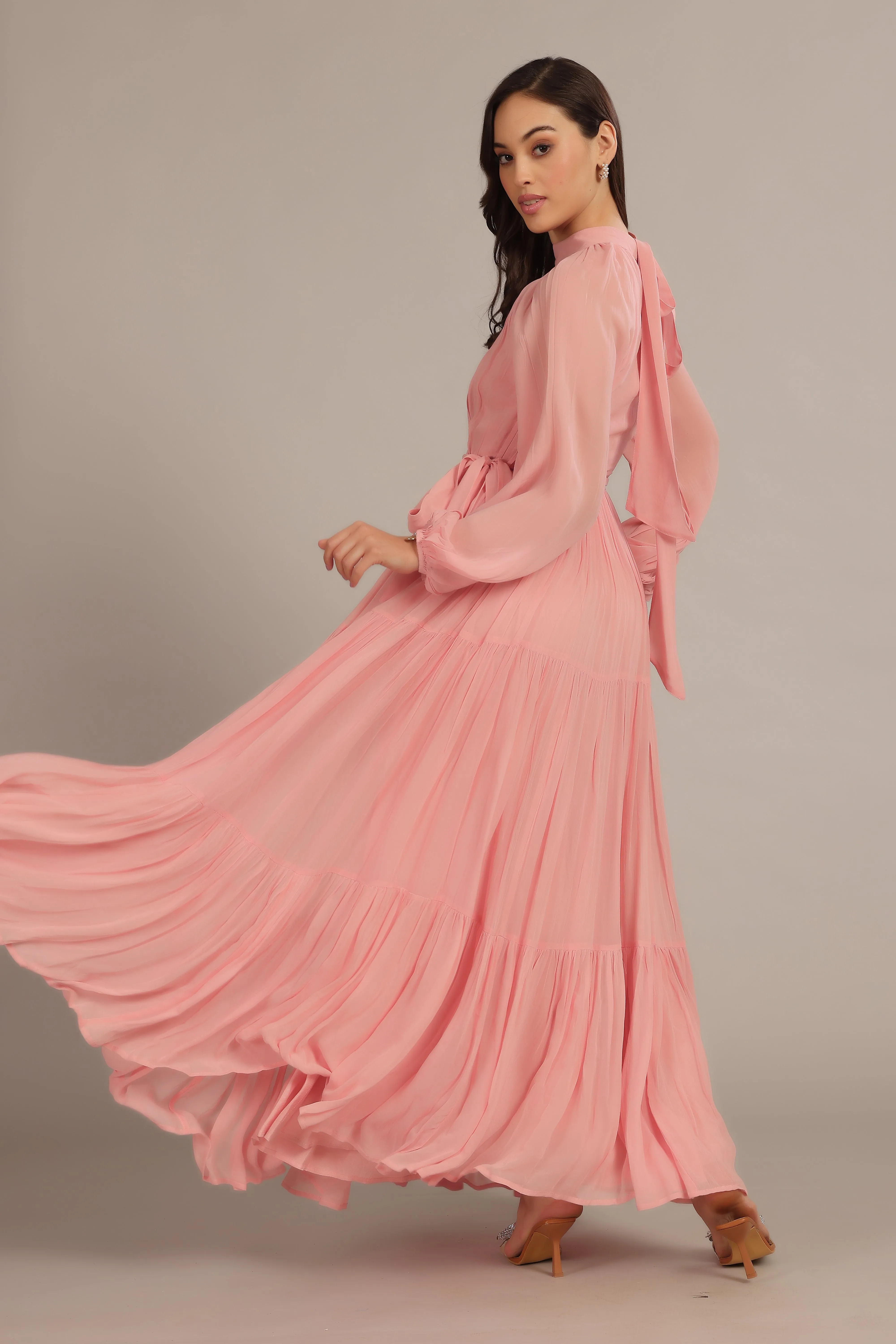 Violetta Maxi Dress in Dusty Pink sold by Lace & Beads product image thumbnail 4