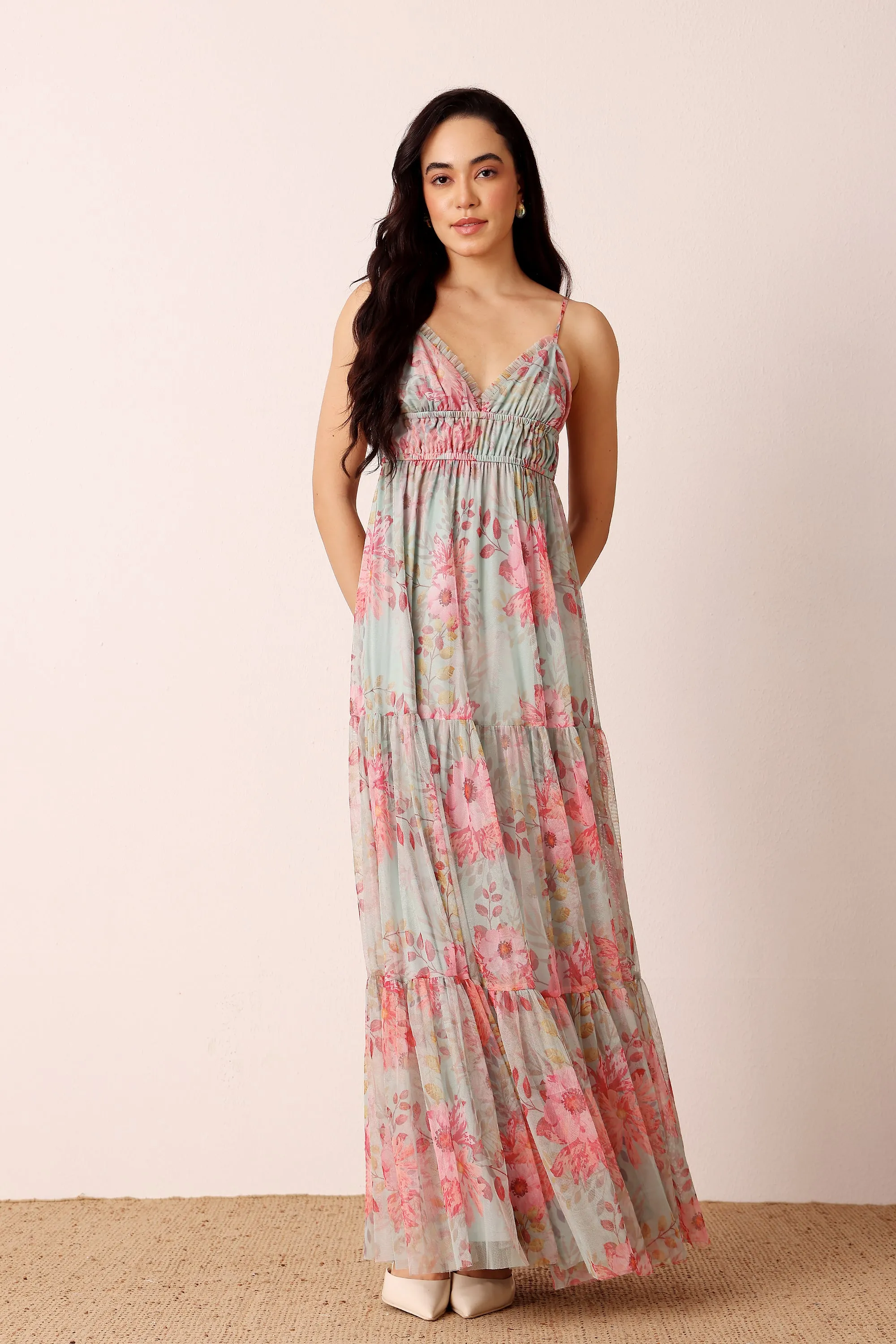 Nemy Maxi Dress in Mint Floral sold by Lace & Beads product image thumbnail 2