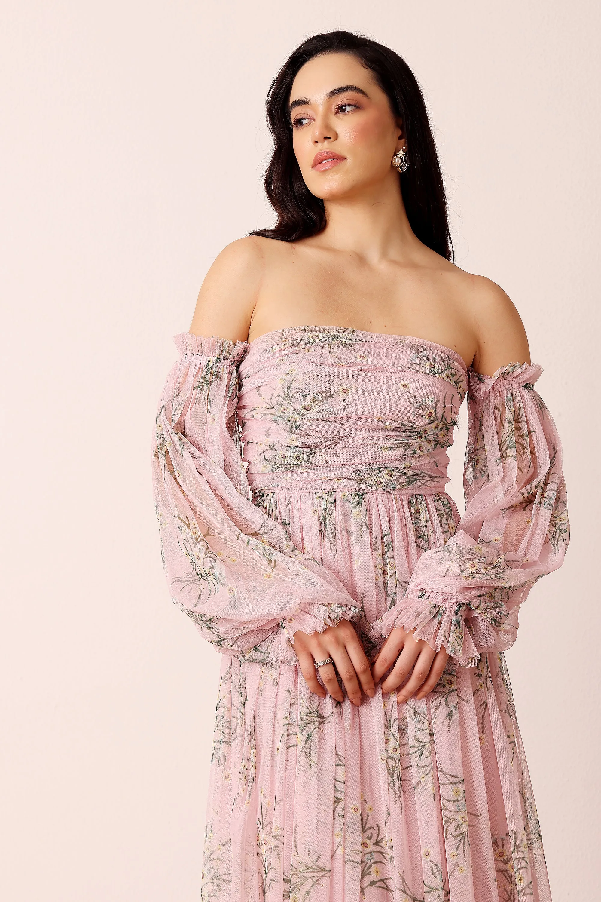 Lana Maxi Dress in Light Pink Floral sold by Lace & Beads product image thumbnail 2