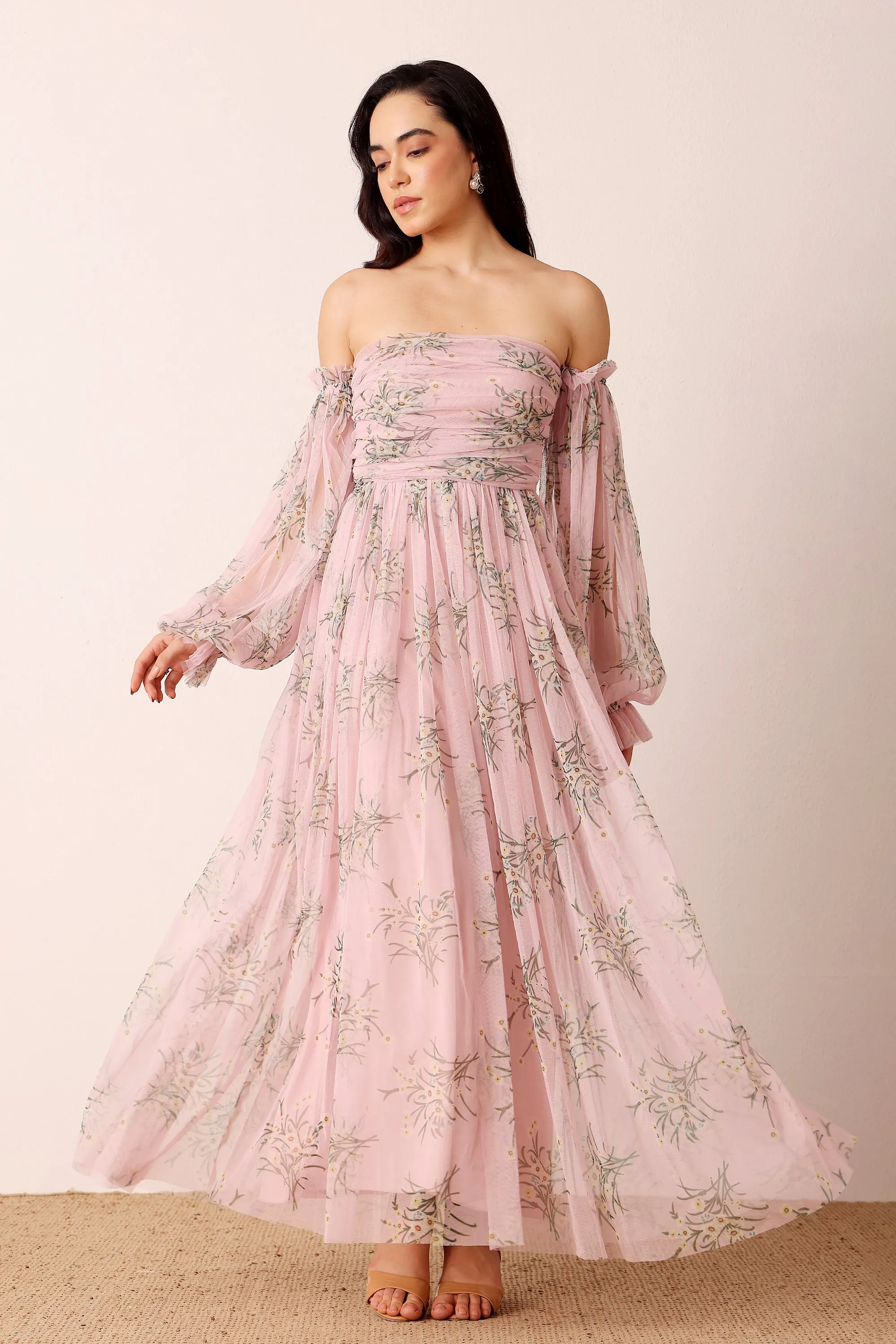 Lana Maxi Dress in Light Pink Floral sold by Lace & Beads product image thumbnail 3