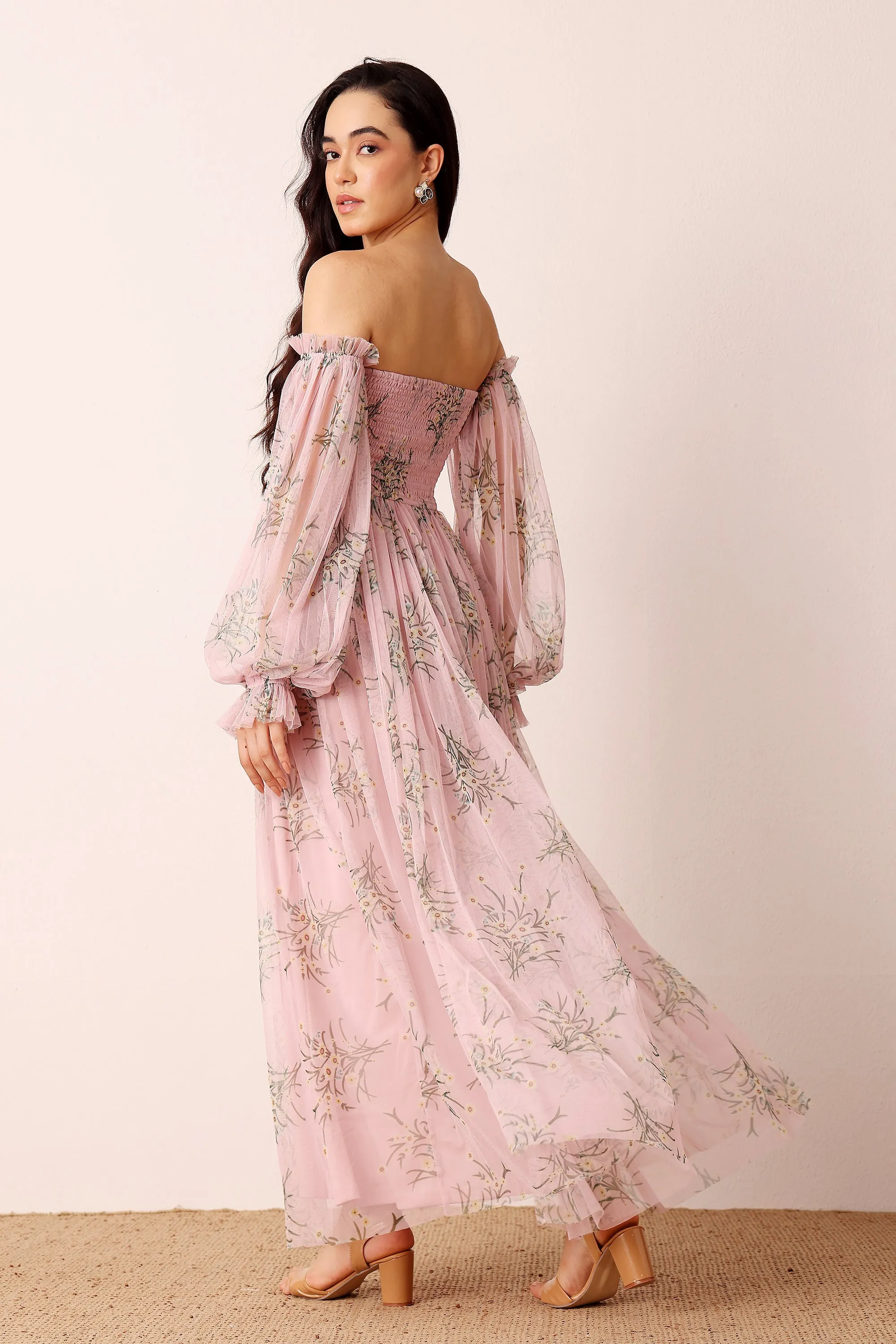 Lana Maxi Dress in Light Pink Floral sold by Lace & Beads product image thumbnail 4