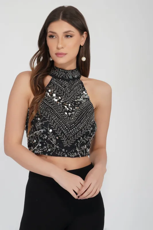 Shalice Grey Sequin Top made by Lace & Beads